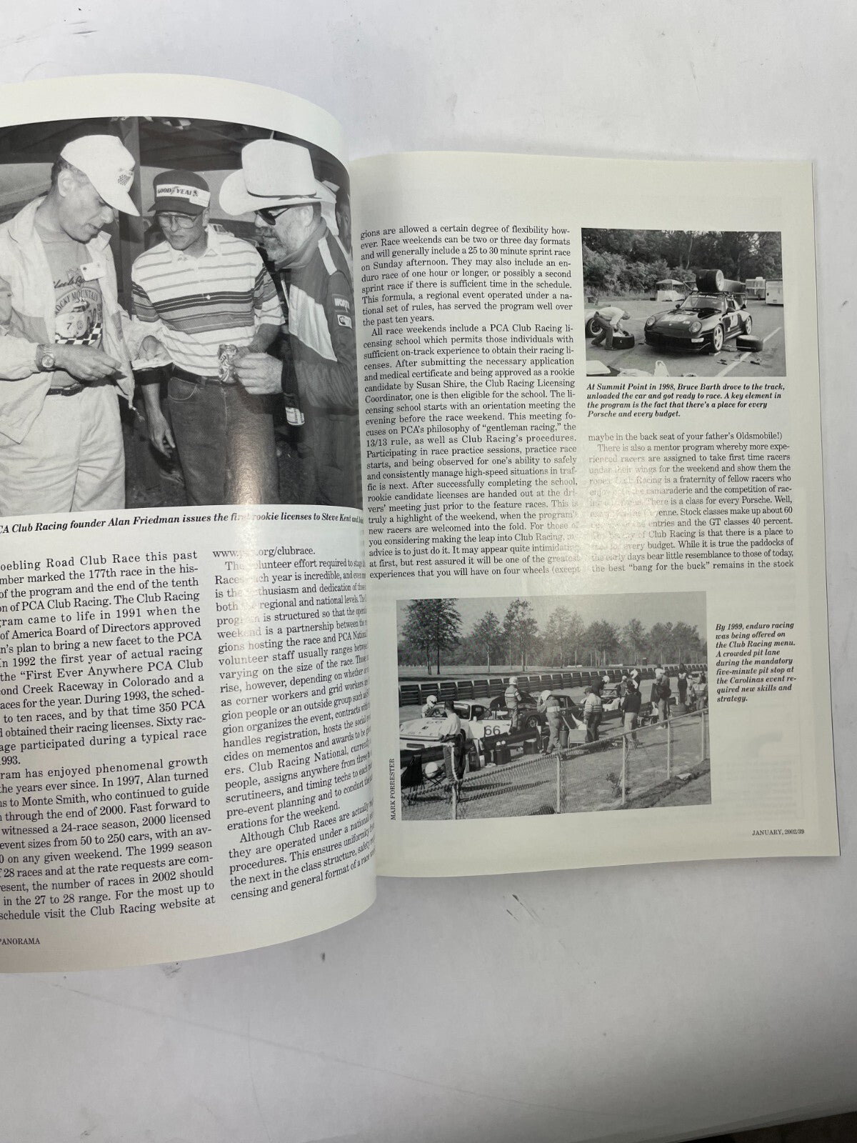 January 2002 Porsche Panorama Magazine At Summit Point in 1998 Bruce Barth
