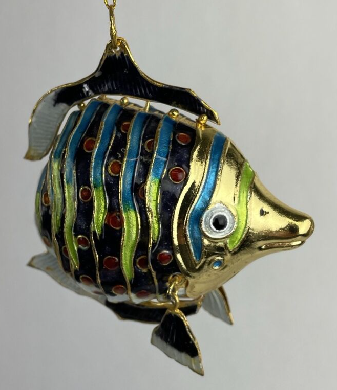 Beautiful Cloisonné Enamel Articulated Tropical Reef Fish Christmas Ornament