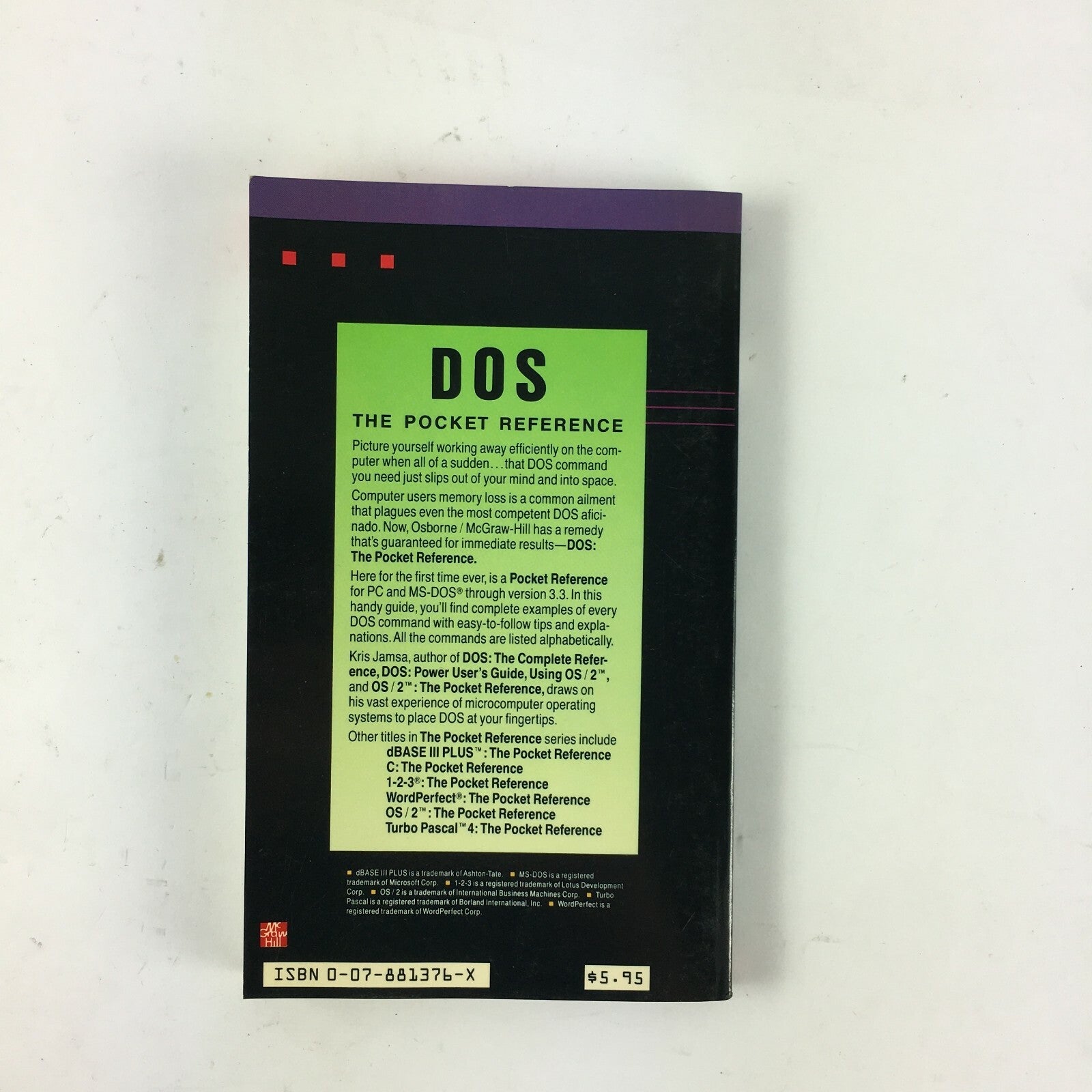 Osborne McGraw-Hill DOS The Pocket Reference Kris Jamsa