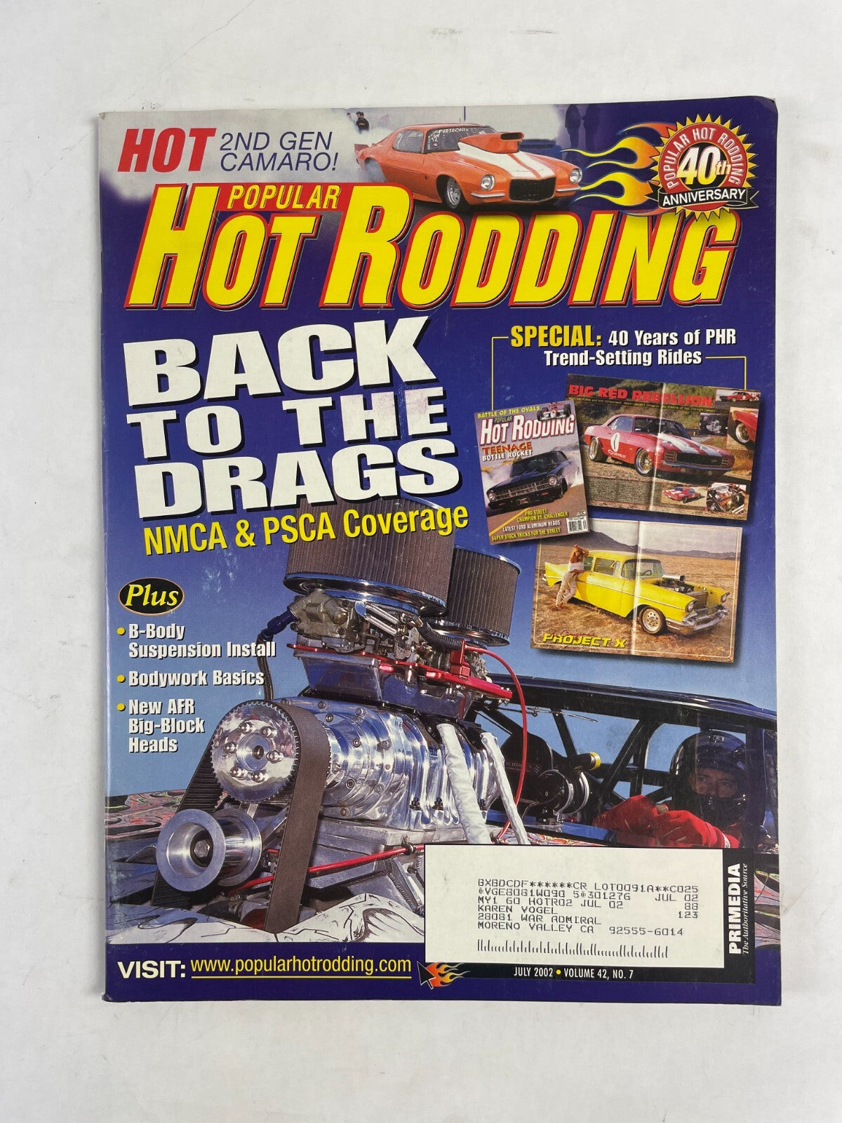 July 2002 Hot Rodding Magazine Back To The Drags NMCA & PSCA Coverage B Body
