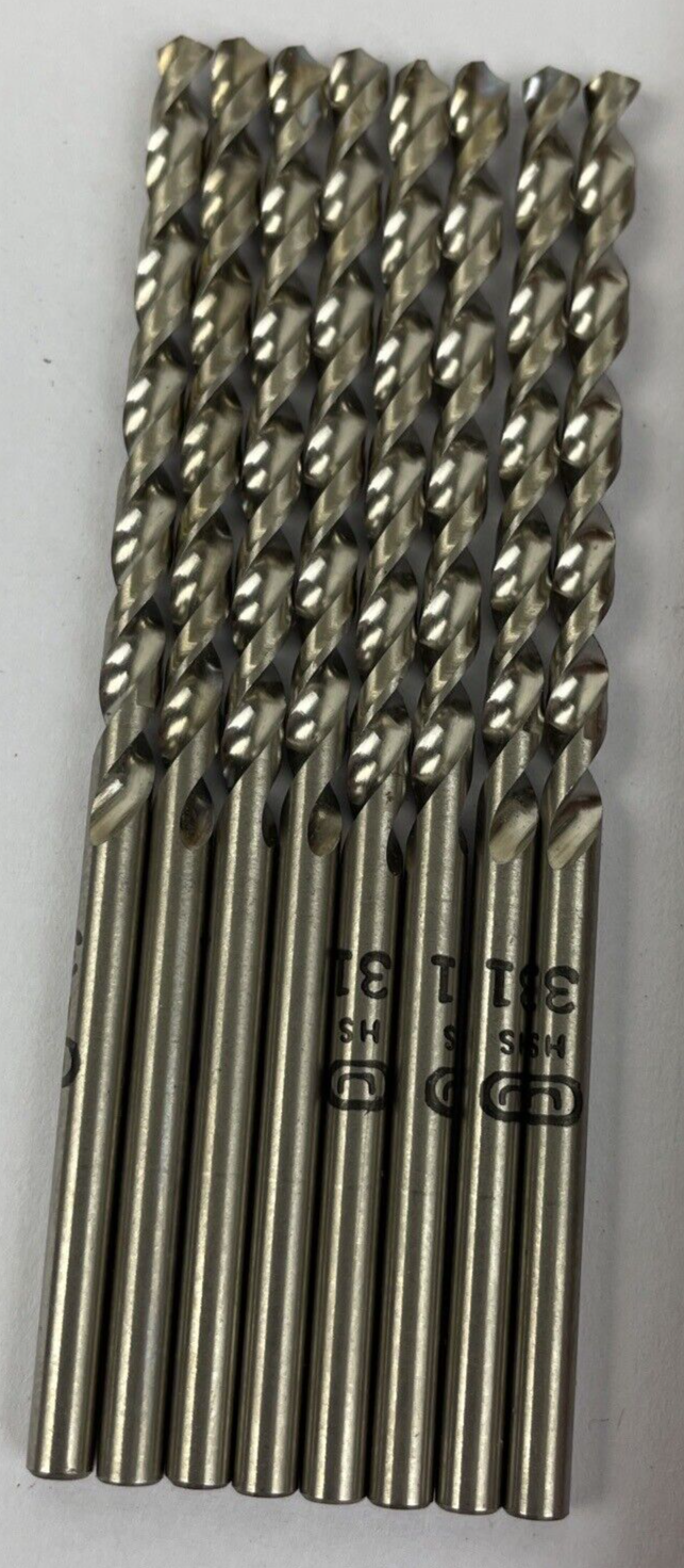 8 x New Union Butterfield U HS 31 - #31 2 3/4" Length HSS Drill Bit Lot USA