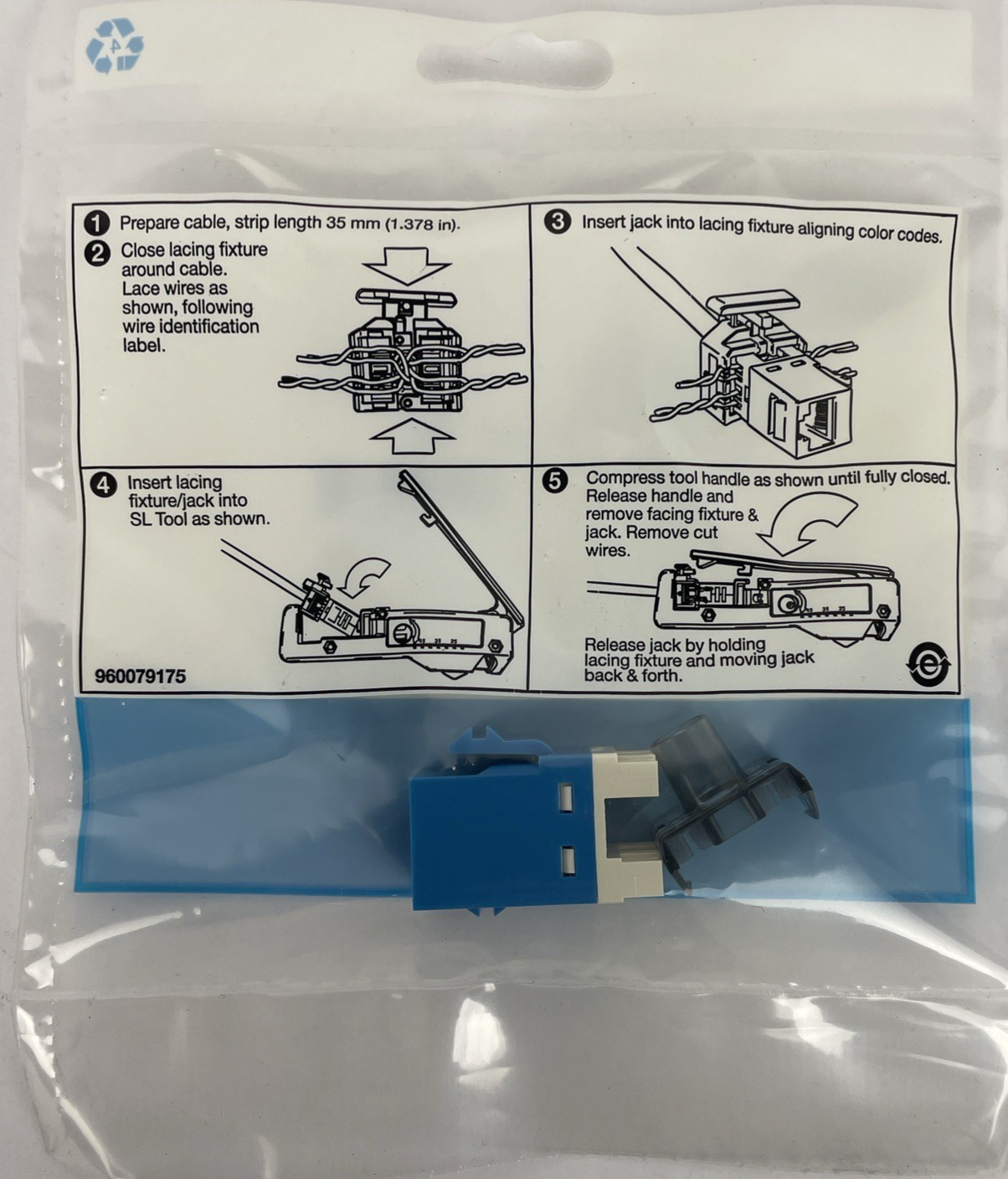Lot of 2 x Commscope USL600-BLUE Uniprise SL-Series RJ45 Cat6 Jack, Blue ~STSI