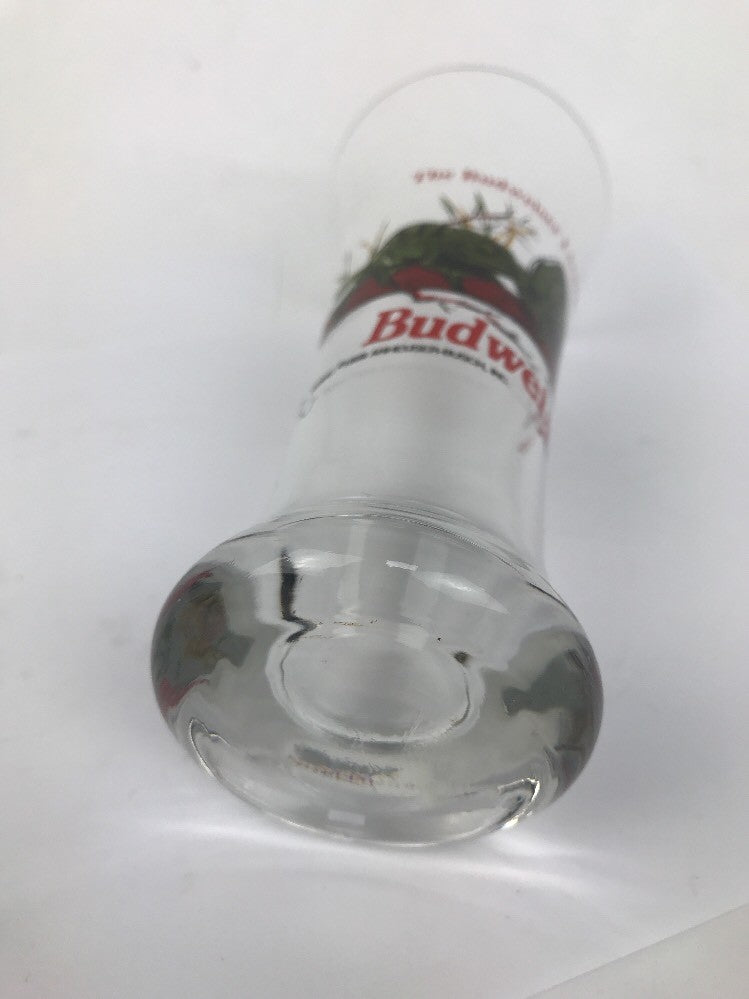 Vintage 1998 Budweiser Lizards tall pilsner beer glass collectible.