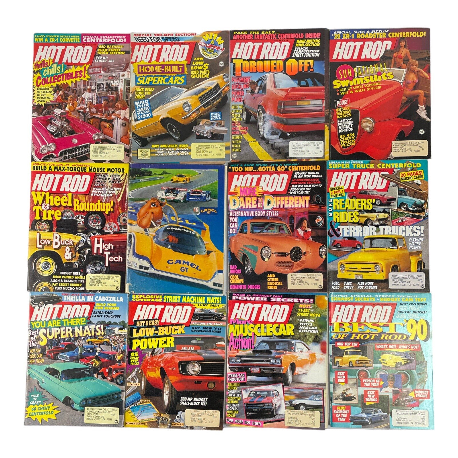 Lot of 12: VINTAGE HOT ROD MAGAZINES Complete Full Set 12 issues Jan to Dec 1990