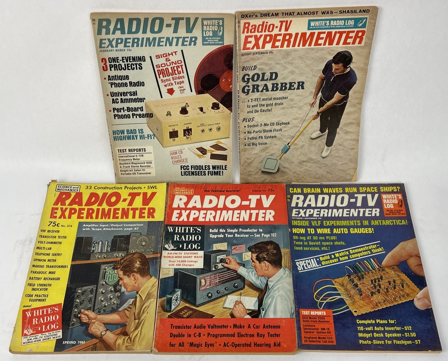 Lot of 5 x 1960's Radio-TV Experimenter Magazine Lot by Science and Mechanics