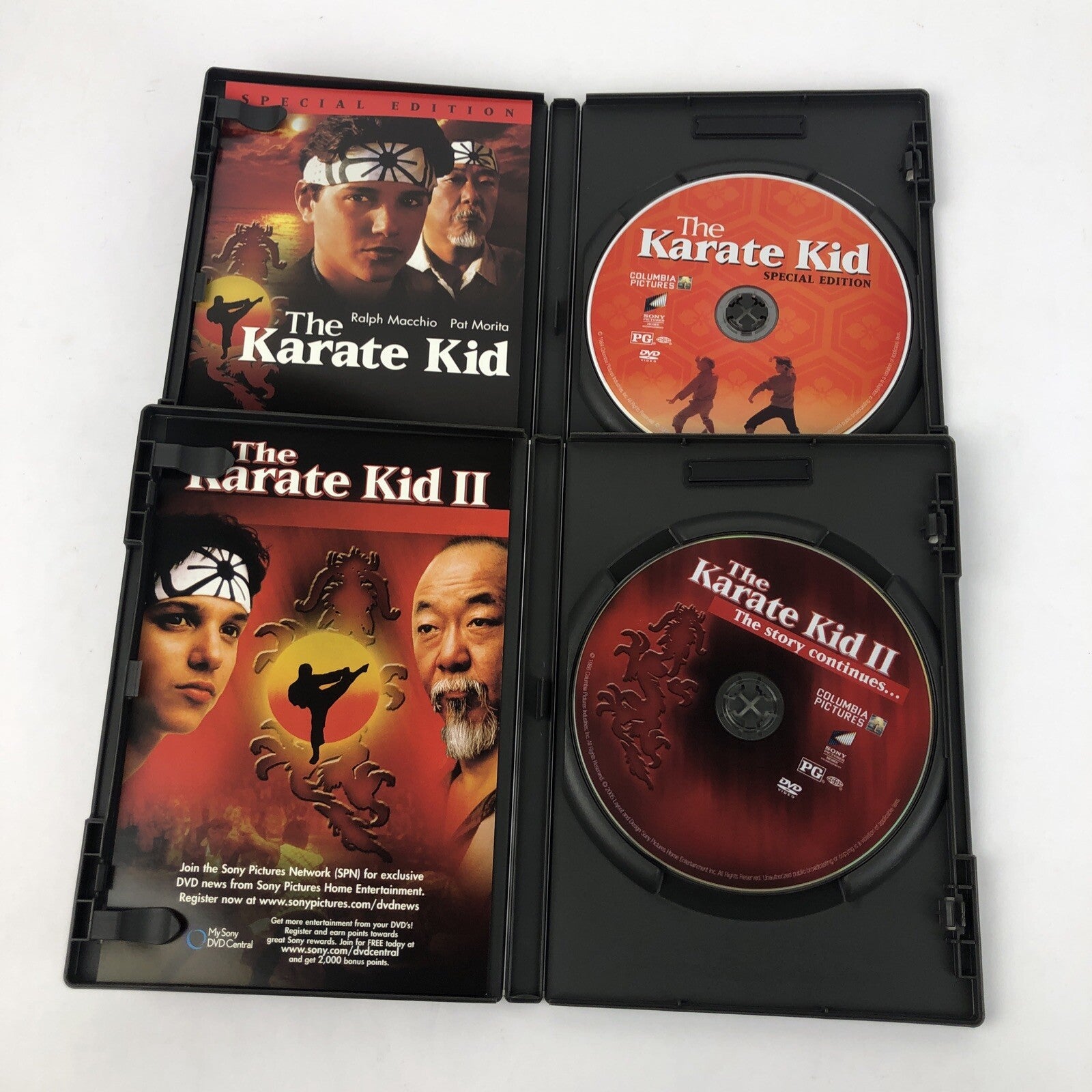 The Karate Kid , The Karate Kid II DVD LOT RALPH MACCHIO PAT MORITA - Mint Discs