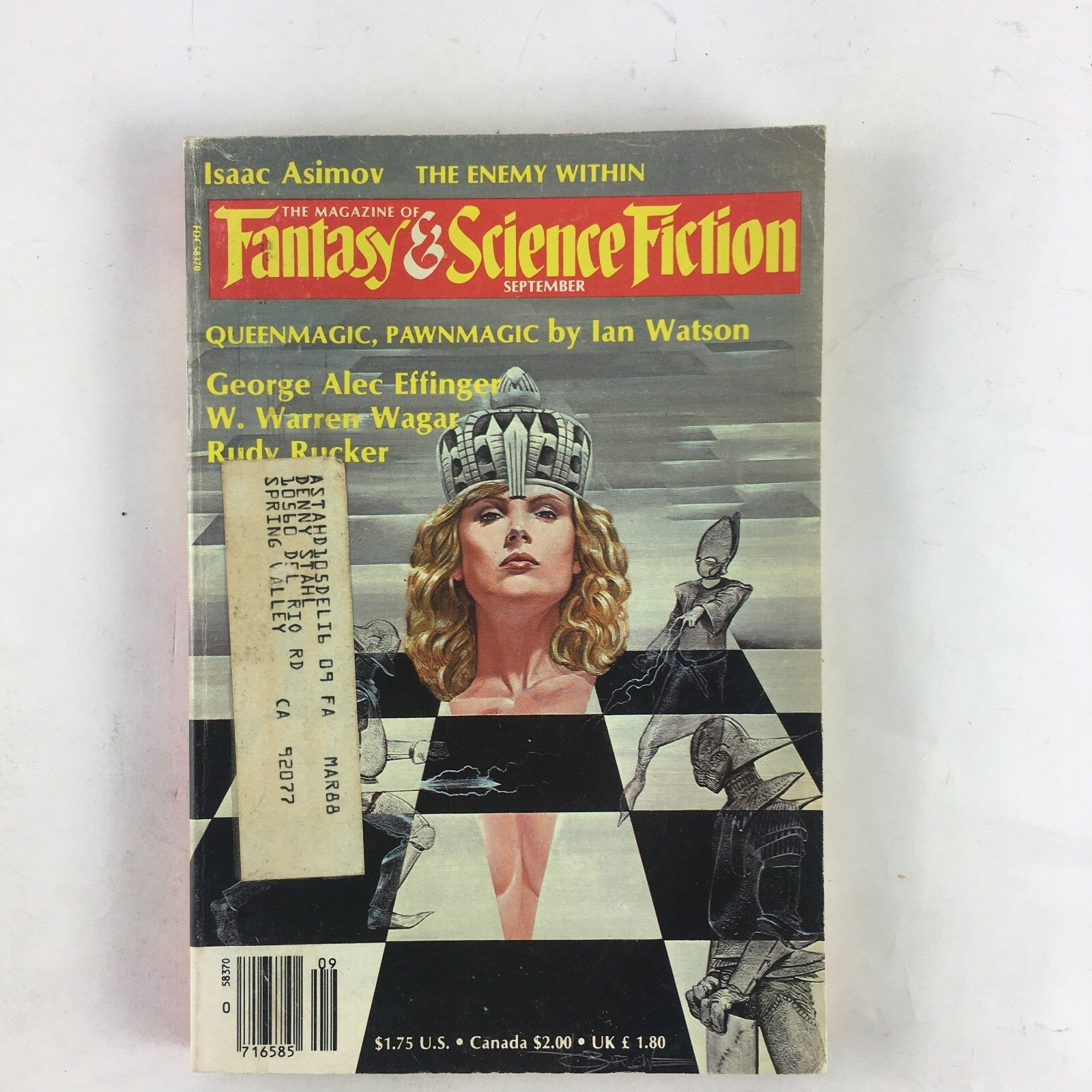 September Fantasy&Science Fiction Magazine The Enemy Within Queenmagic Pawnmagic