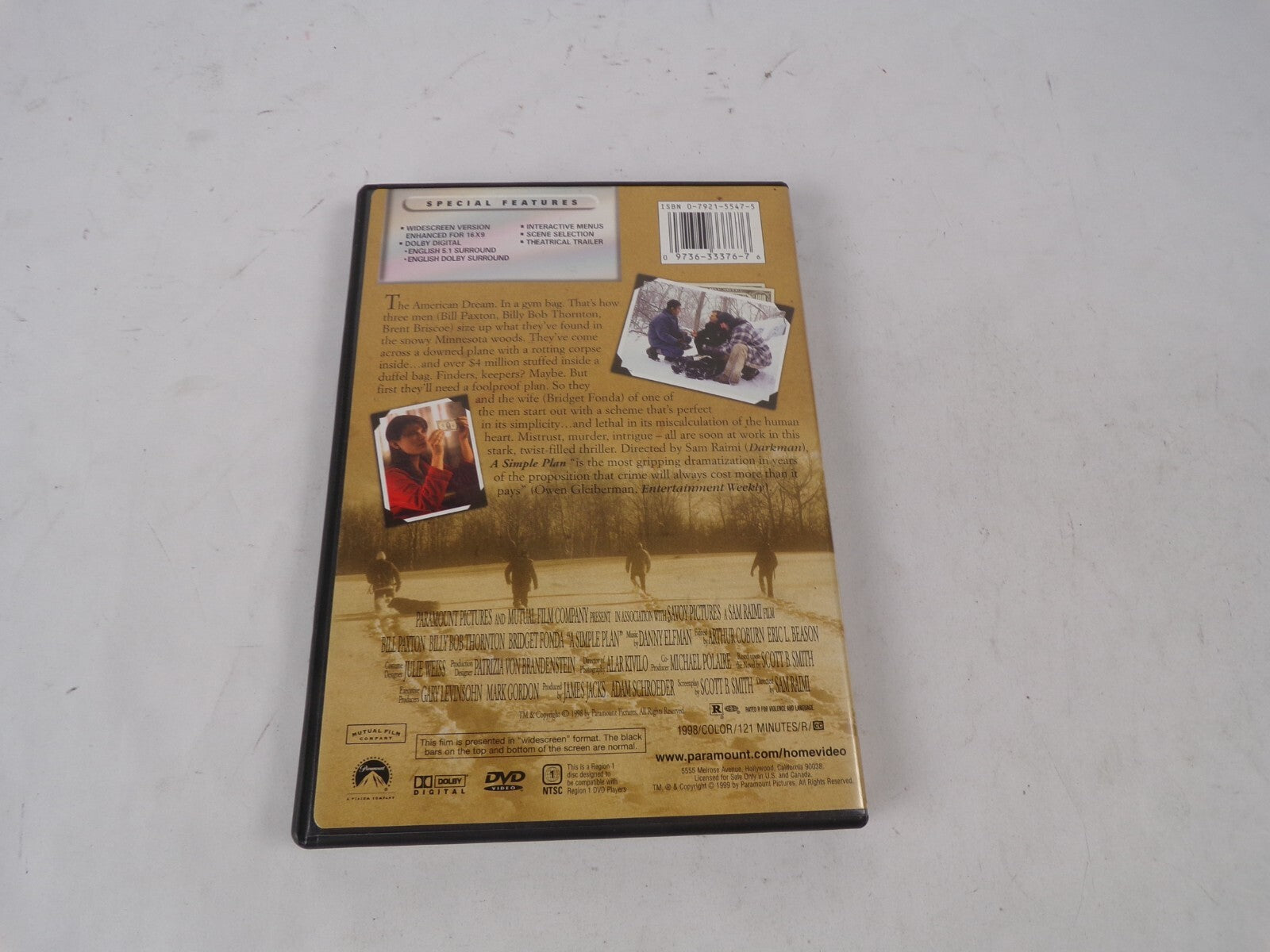 A Simple Plan Bill Paxton Billy Bob Thornton Bridget Fonda Sometimes DVD Movies