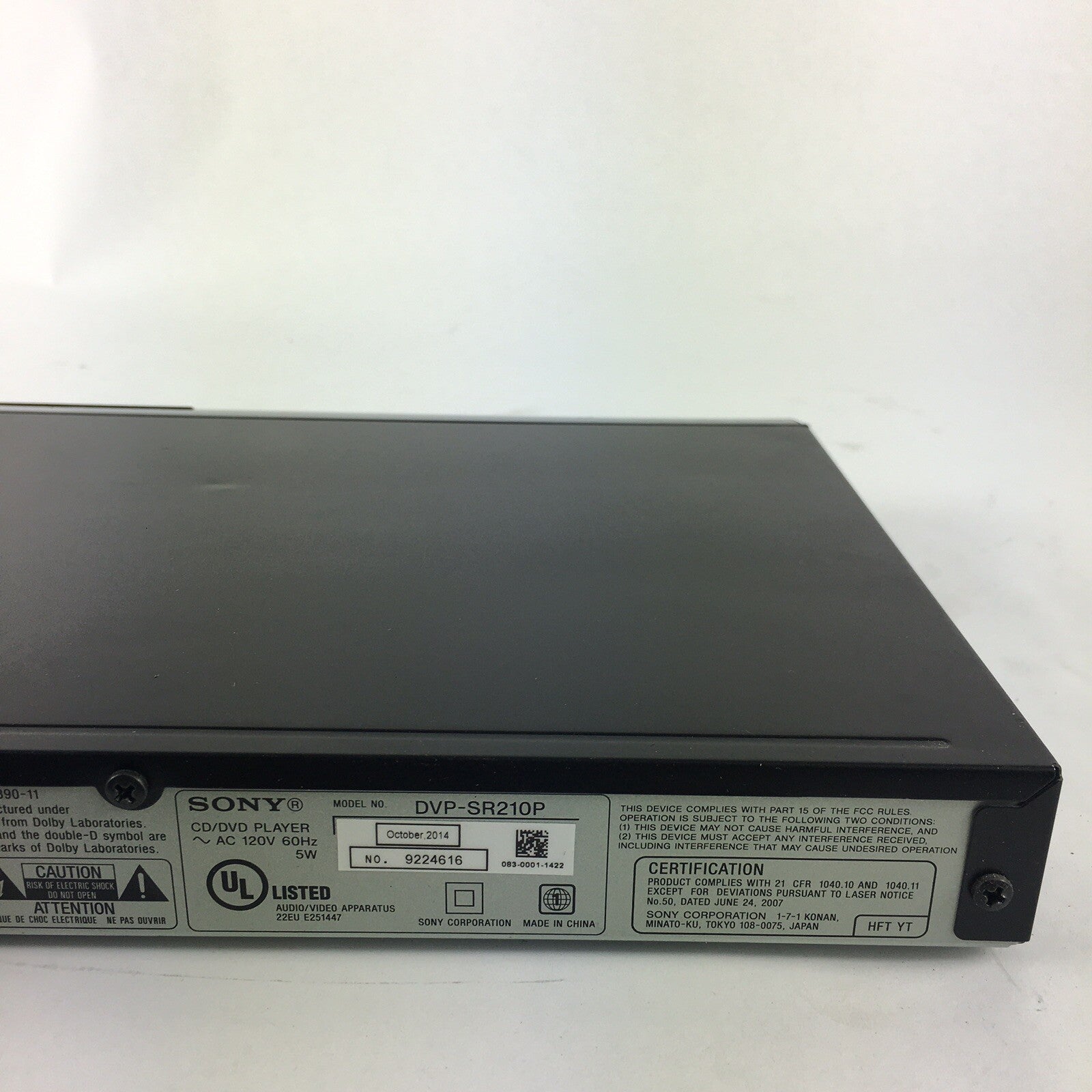 Sony Progressive Scan CD DVD Player Black DVP-SR210P Great Condition FREE SHIP!