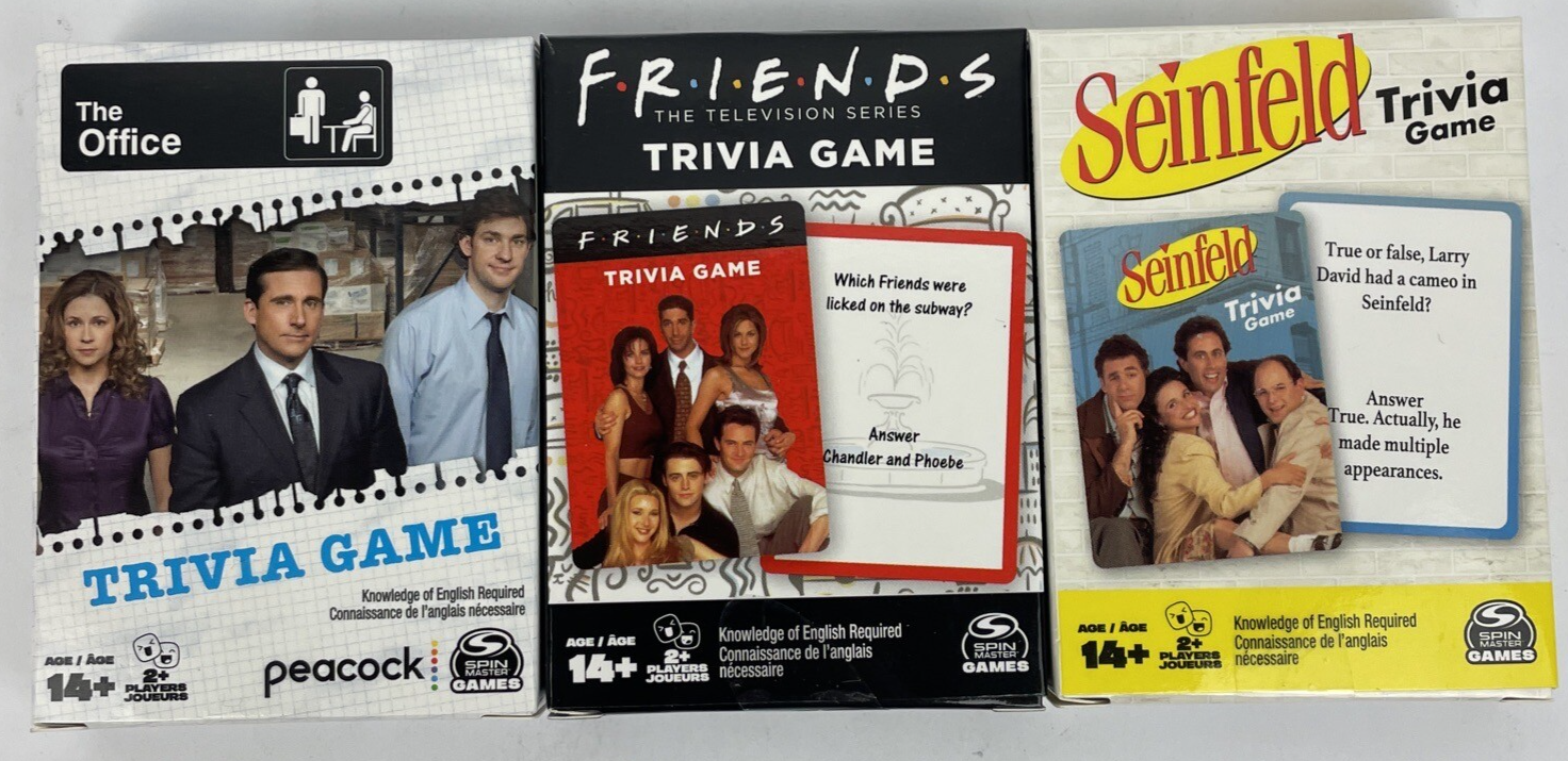 3 Brand New Sealed Trivia Games Friends, The Office, Seinfeld. Spin Master Games