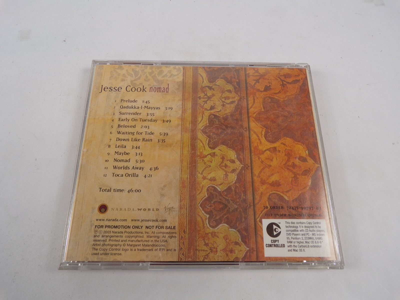 Jesse Cook Nomad Prelude Qadukka-I-Mayyas Surrender Early On Tuesday CD #43