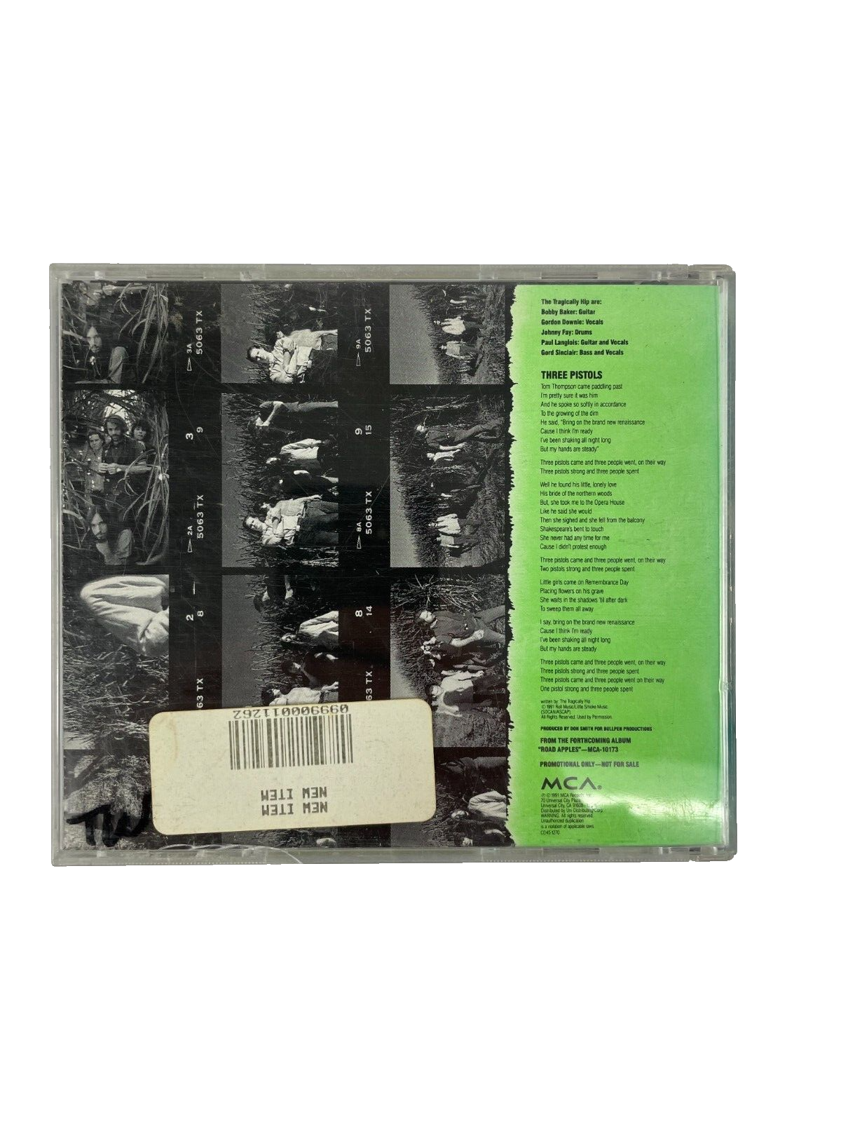 The Tragically Hip Three Pistols Tom Thompson Came Padding Past I'm Pretty #S-T