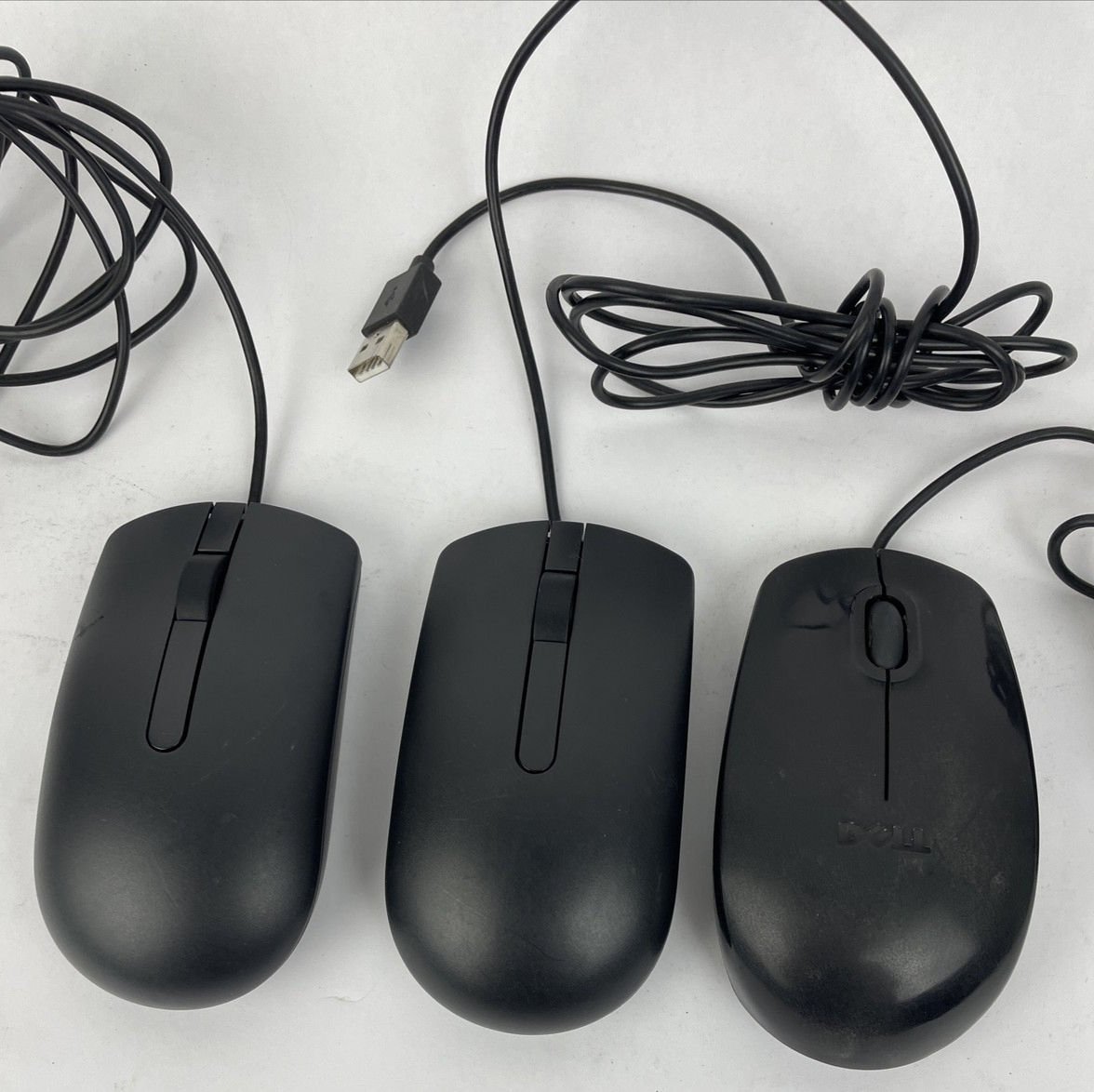 3 x Dell Wired USB Computer Mouse Lot Models - MS116T MS116P MS111L