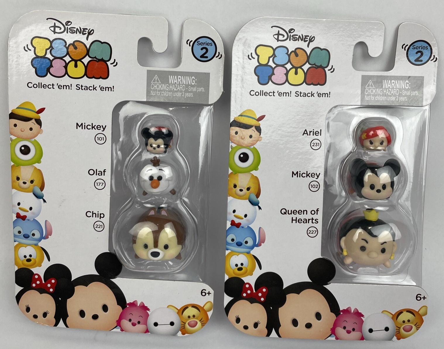 DISNEY TSUM TSUM Series 2 SET OF 2 Ariel Mickey Olaf Queen of Hearts Chip Jakks