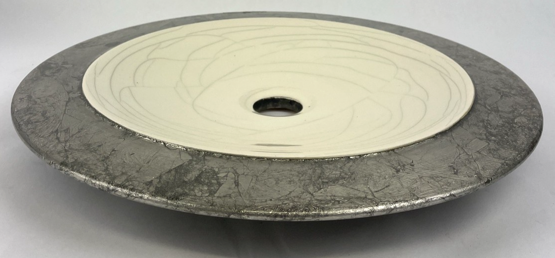 Round Designer Glass Vessel Sink Metallic Silver Modern Decor Design OD 15.5"