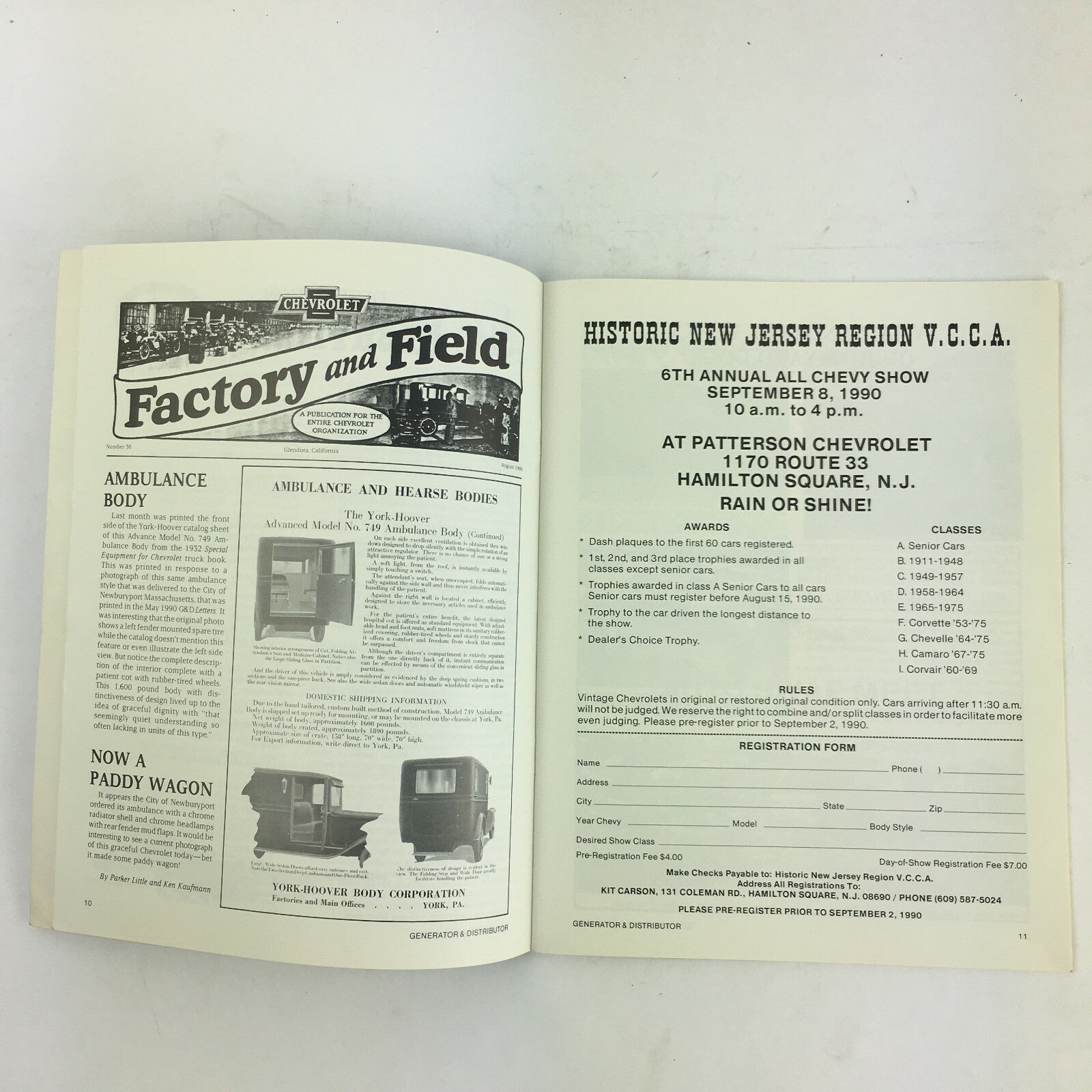 August 1990 Generator & Distributor Volume 29 Paddy Wagon Ambulance Body