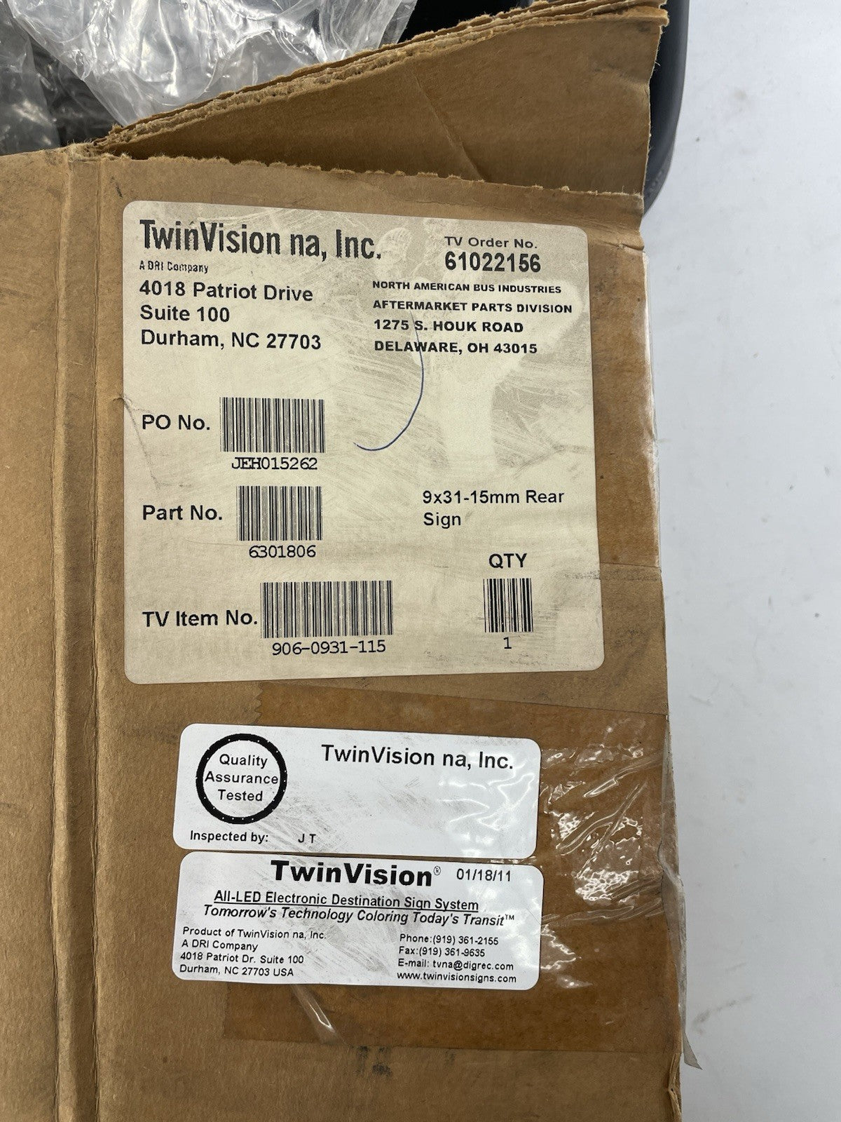 BUS TWINVISION 906-0931-115 LeDOT LED FLIP dot hybrid REAR SIGN 6301806 9 x 31"