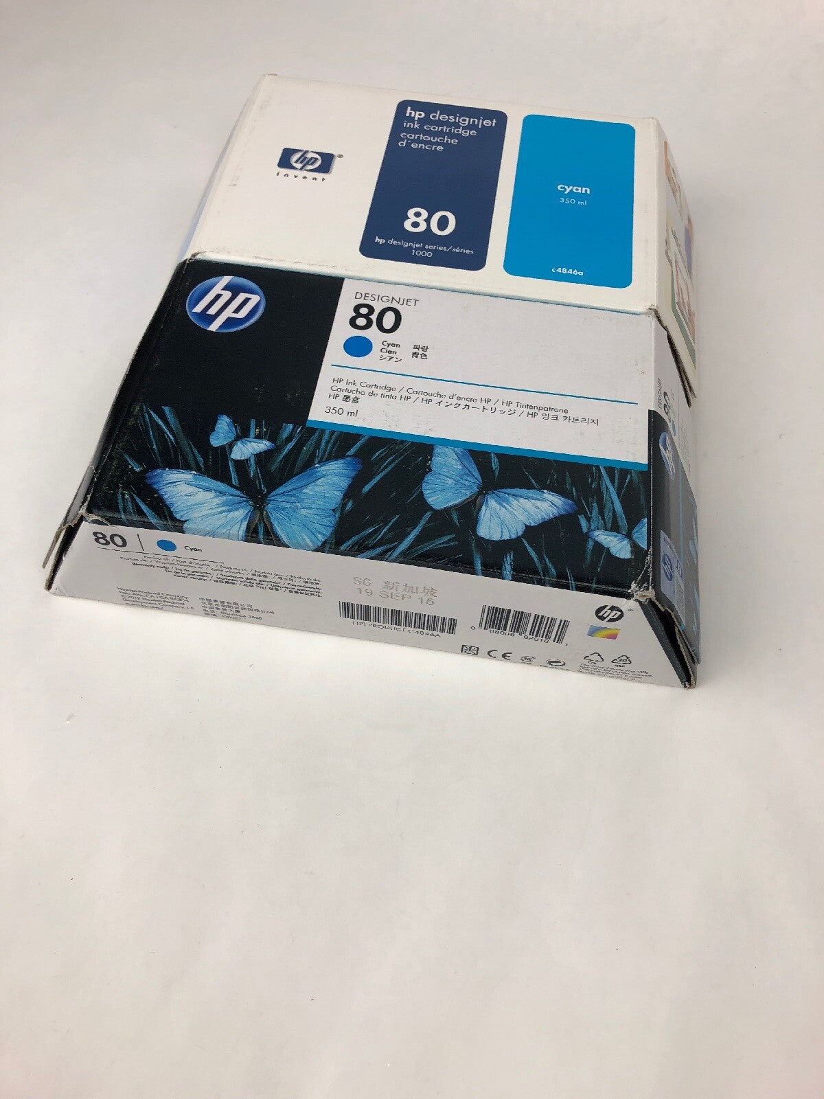 2 X C4846A 80 Genuine New HP Cyan Ink DesignJet 1000 1050 1055 Wide Format -