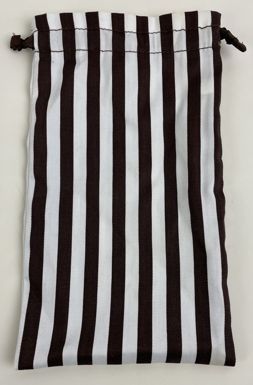 Henri Bendel NYC Dust Bag Wallet, Small Purse Bag 10" x 6" Brown White Stripes