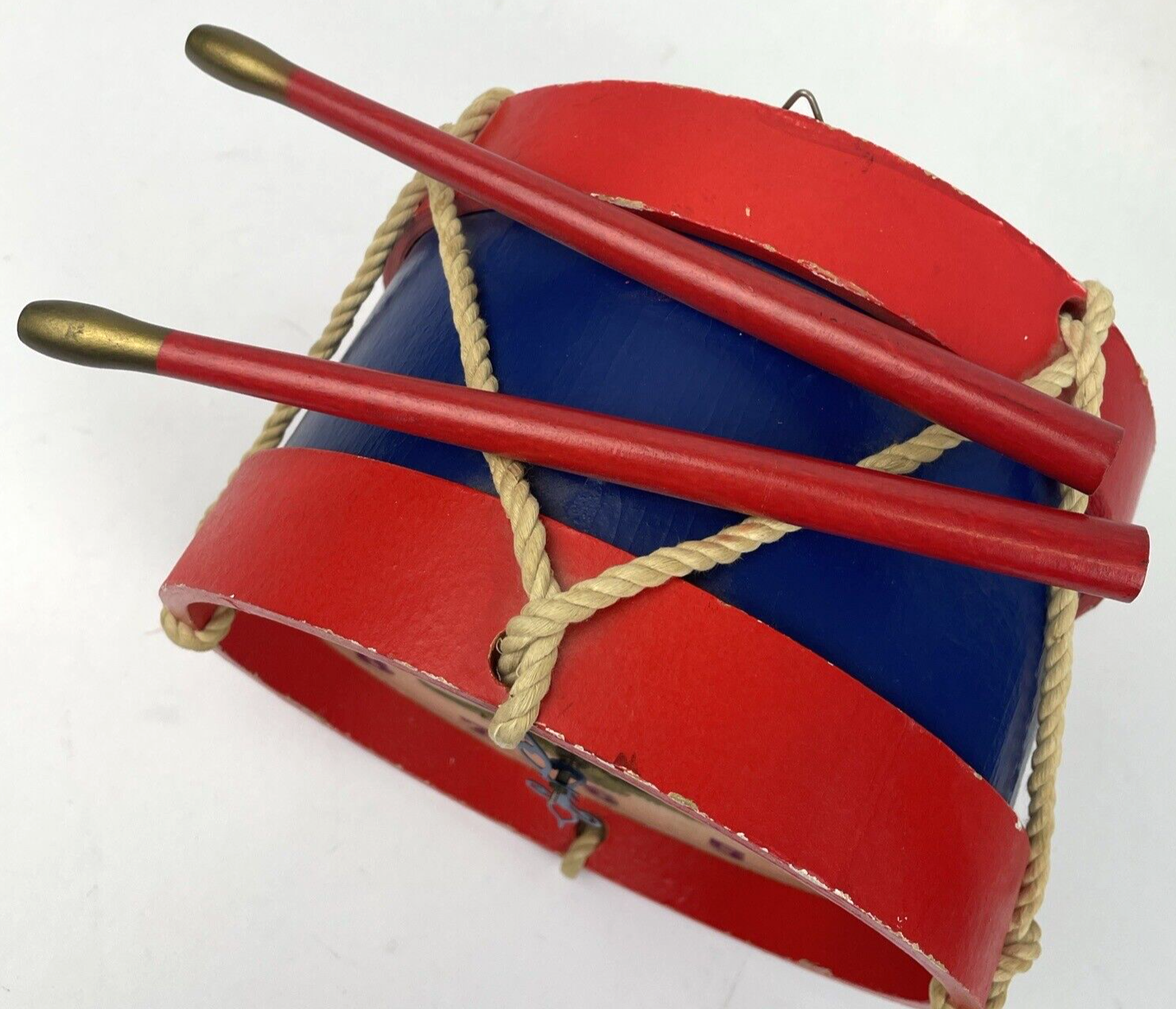 VINTAGE USA TELECHRON Wooden DRUM ELECTRIC WALL CLOCK 1950’s PATRIOTIC EAGLE