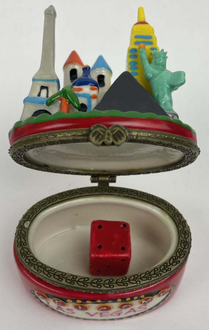 Las Vegas CITY jewelry Trinket BOX Liberty Empire State Hinged Statue Eiffel