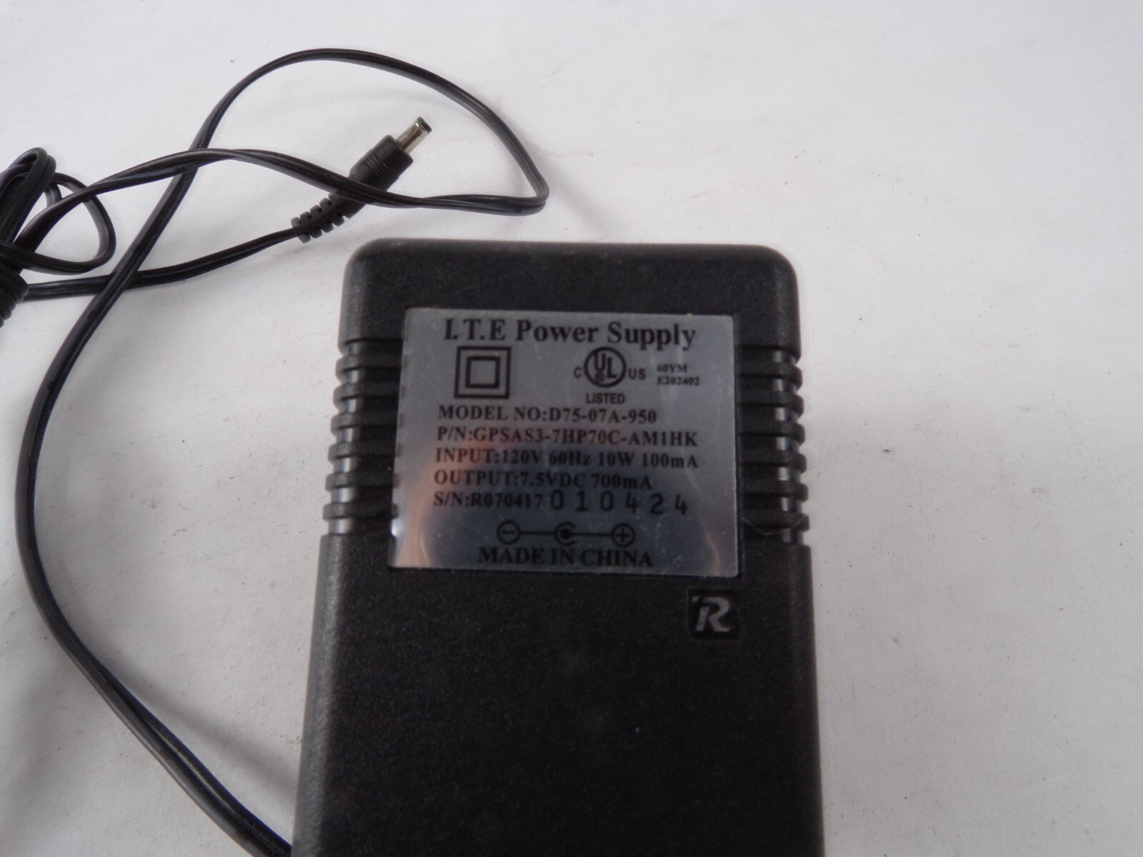 Genuine I.T.E Power Supply D75-07A-950 Output 7.5V700mA Power Supply Adapter A55