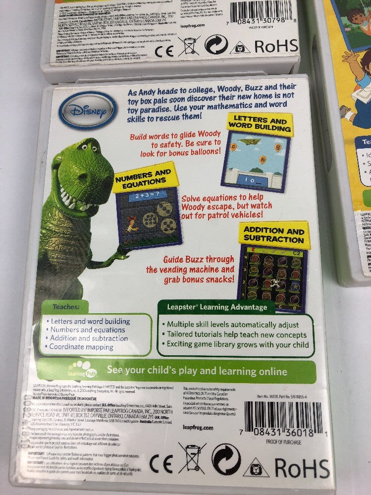Bundle 3 X Leapster Leapster2 Toy Story 3, Penguins Of Madagascar Go Diego Go VG