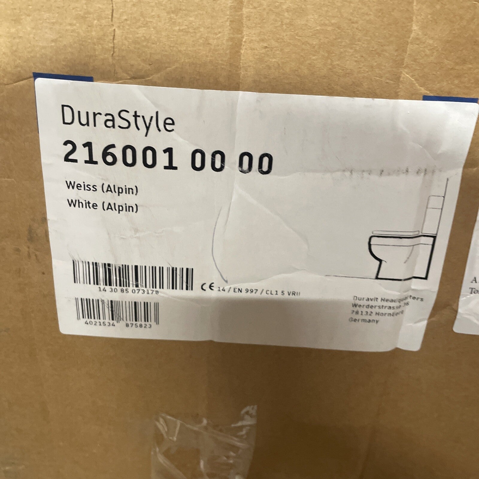 Duravit 216001 00 00 White Durastyle Elongated Toilet Bowl Only