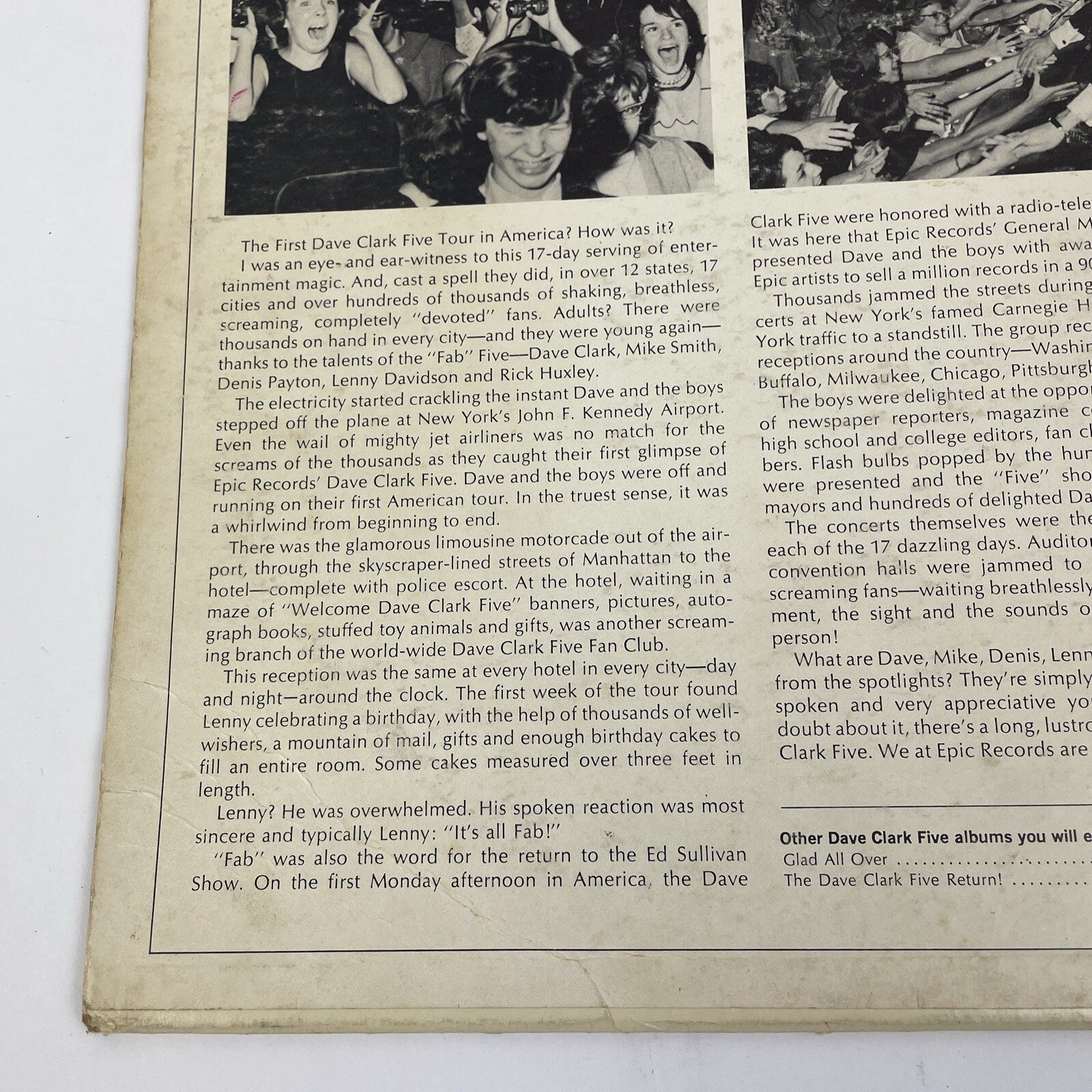 The Dave Clark Five – American Tour, Volume 1 1964 Epic Stereo Vinyl LP - VGC