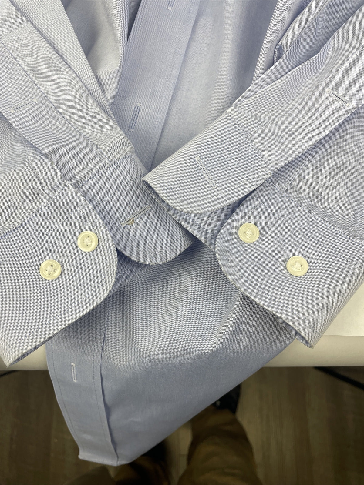 Neiman Marcus Dress Shirt Wrinkle Free 80s 2-Ply Cotton Mens15 34/35 Light Blue