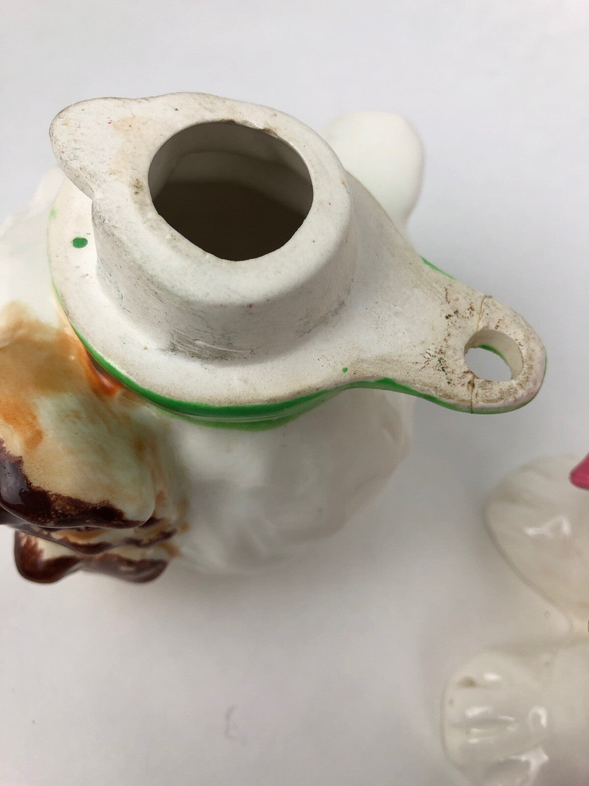 Vtg ESD Lefton Puppy Pal Locking Coin Bank anthropomorphic Japan dog lid rare 7”