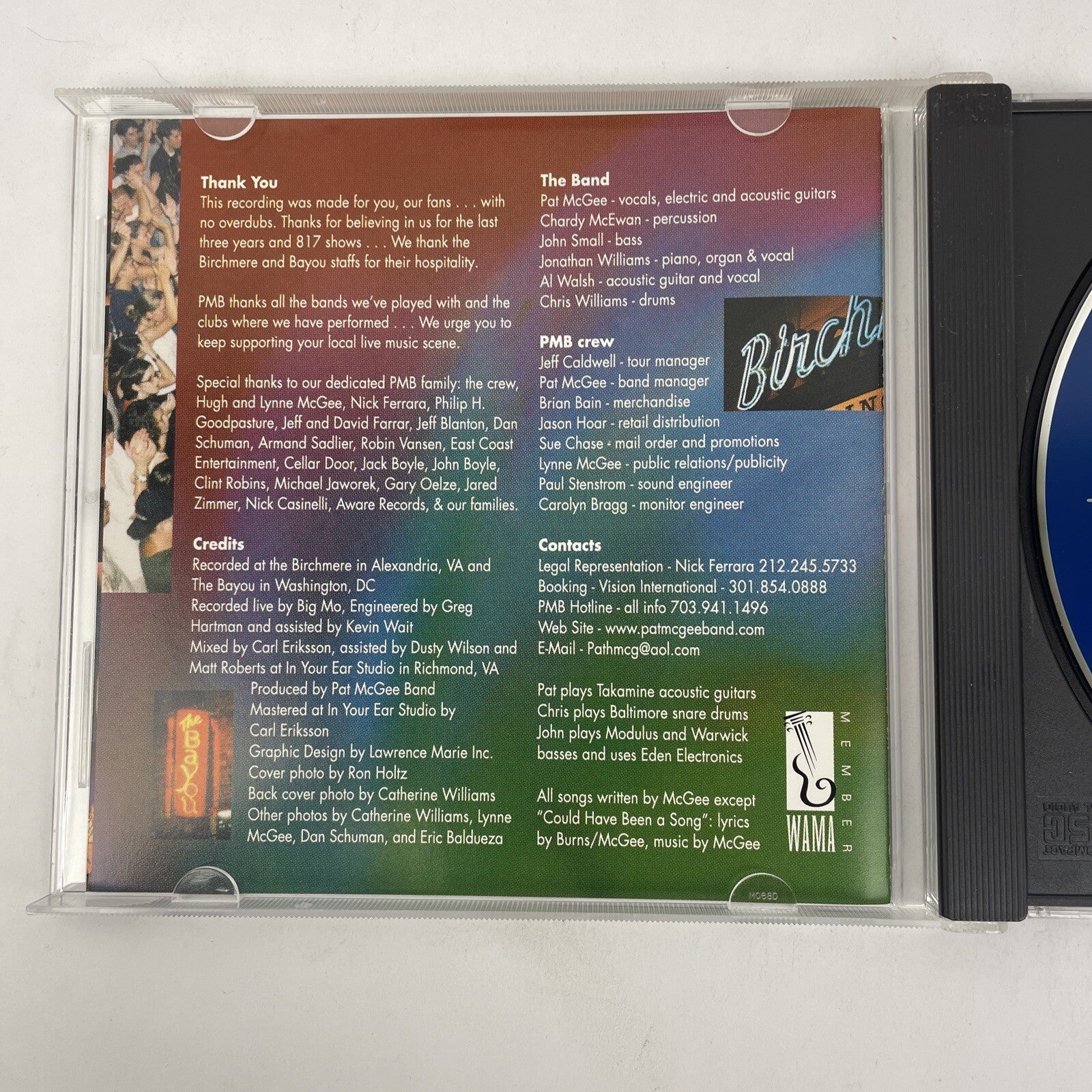 General Admission - Digital Audio CD By The PAT MCGEE BAND 1998 Recorded Live M