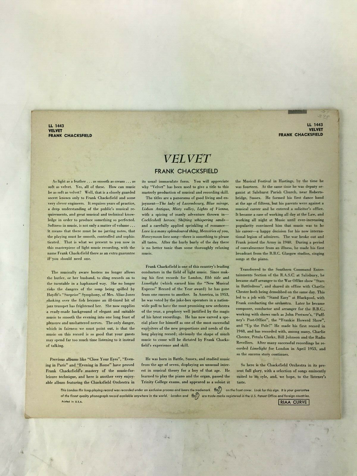 Velvet Frank Chacksfield and his orchestra