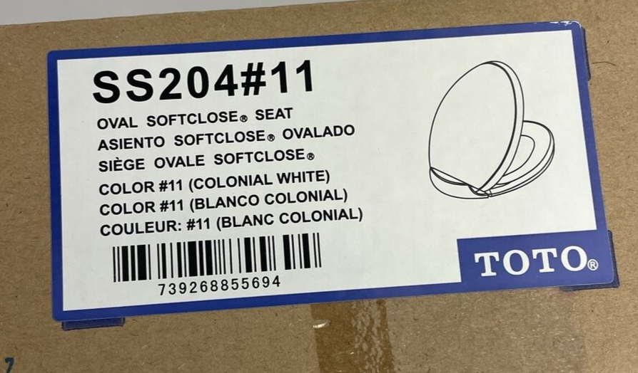 Toto SS204#11 Colonial White High Gloss Polypropylene Oval Soft Close Seat NIB