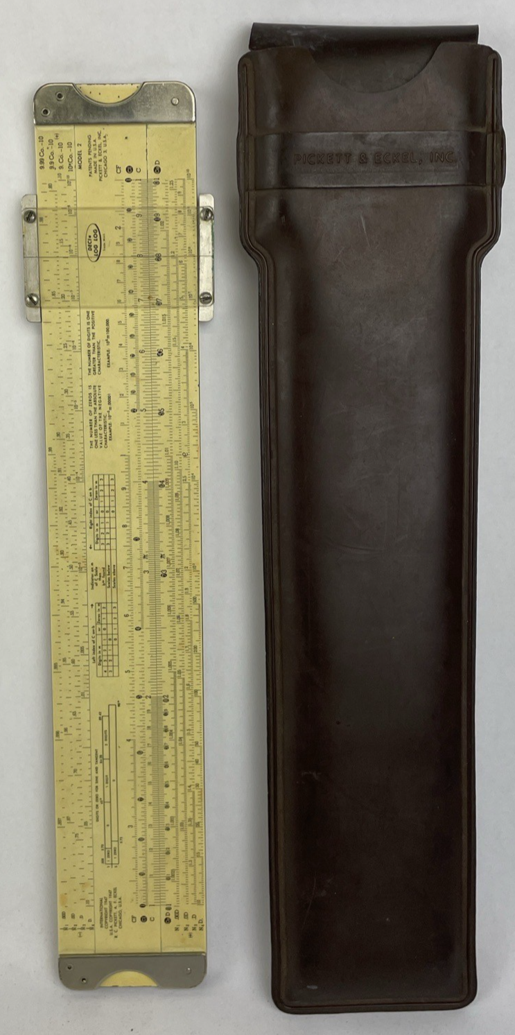 Vintage Pickett Eckel Model 2 ES Slide Rule Ruler Synchro-Scale Log with Case
