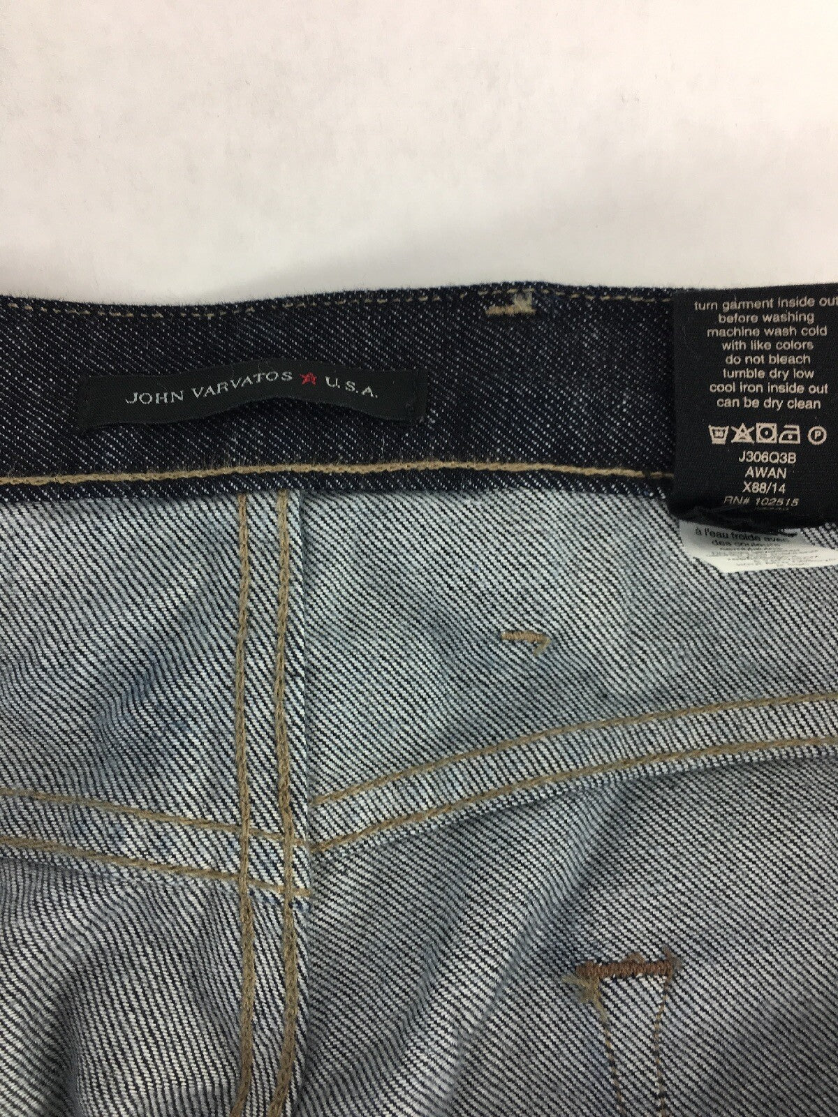 John Varvatos USA Made Bowery Slim Straight Black washed Denim Men's Sz 38 X 38