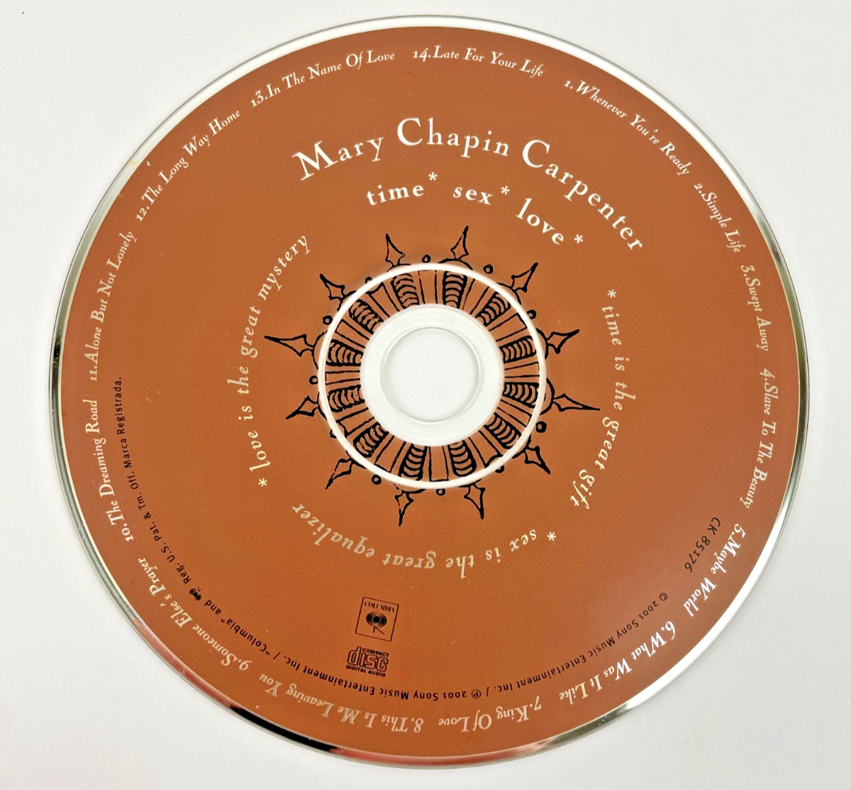 Mary Chapin Carpenter Time Sex Love Digital Audio CD Columbia Records 2001