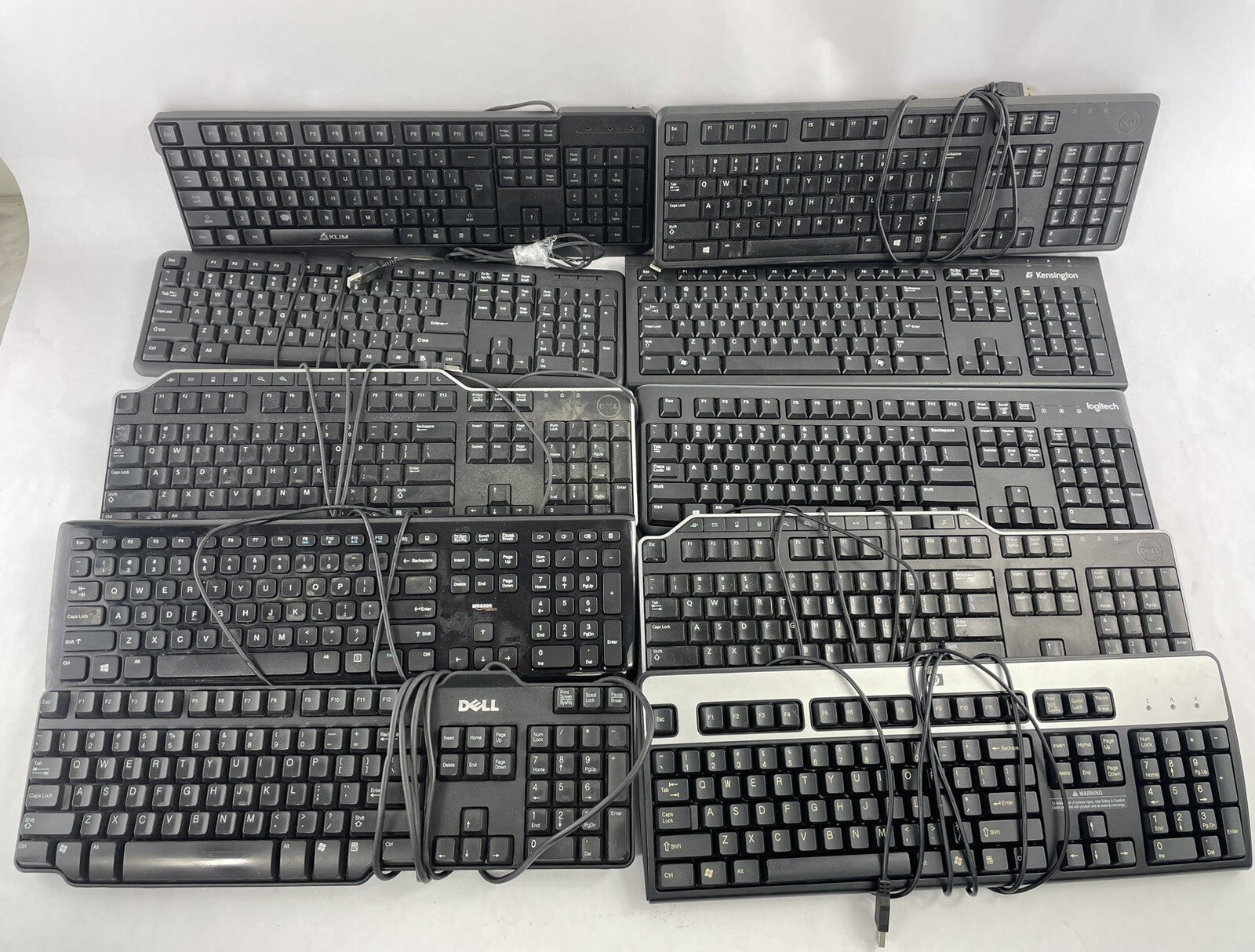 Lot OF 10 - USB Wired Standard Layout Keyboard 104-Key Mixed Random Brand Models