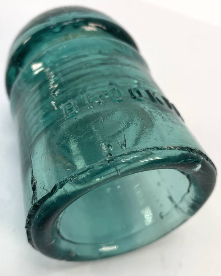 Antique Glass Pony Insulator - W Brookfield CD 102 Aqua Blue Green - #1