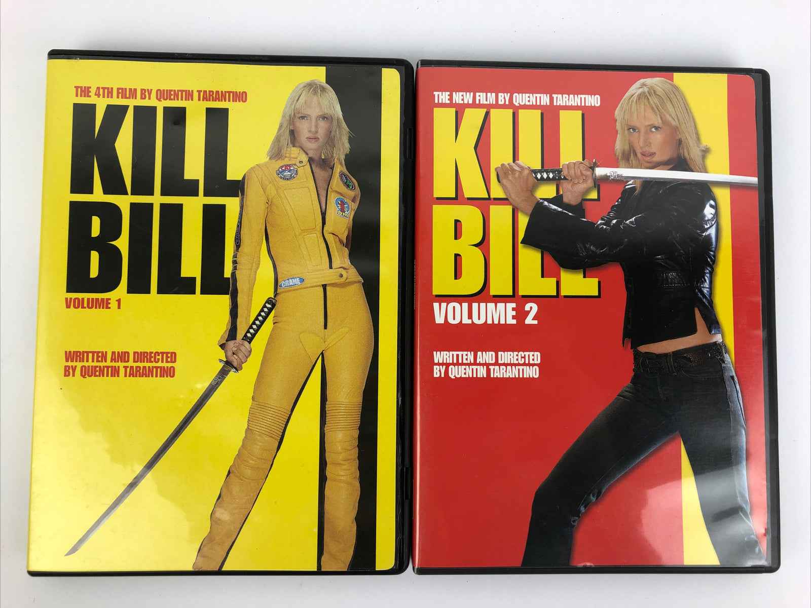 Kill Bill Vol 1 and Vol 2 DVDs Quentin Tarantino Uma Thurman Lucy Liu Mint Disc