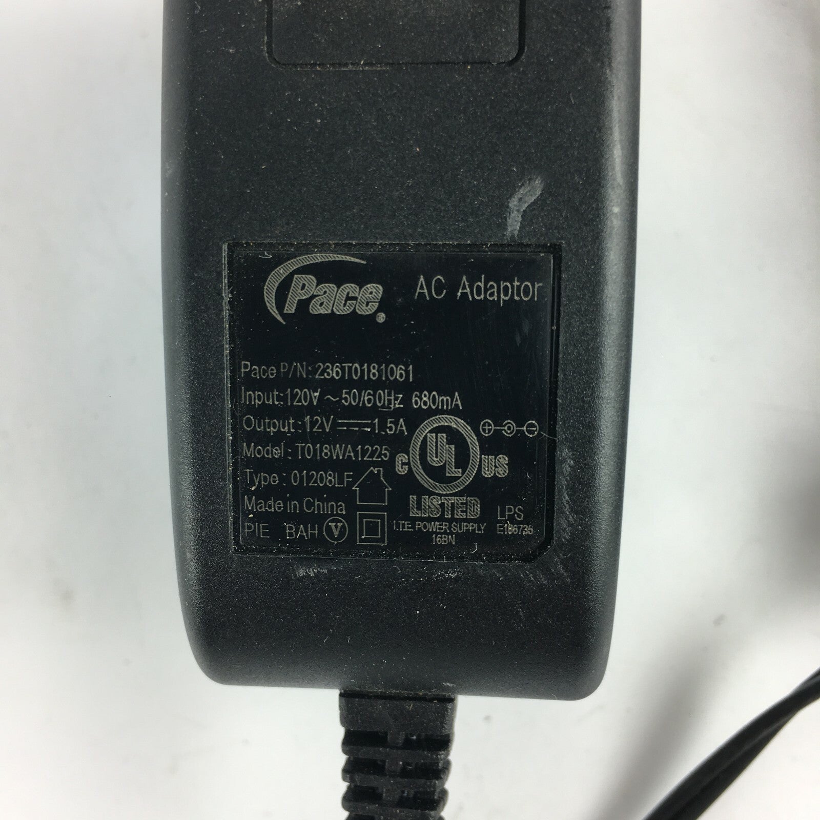 Genuine Pace T018WA1225 Output 12V 1.5A Power Supply Adapter A50