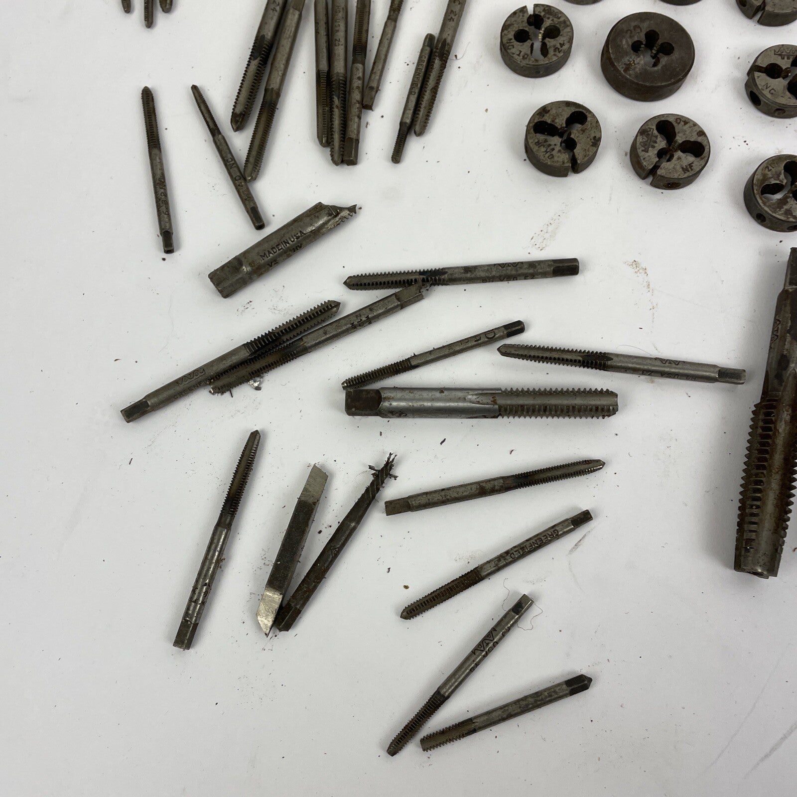 Vintage Tap & Die Mixed Lot 75 + Greenfield West Germany R&N Handle w Case LOOK