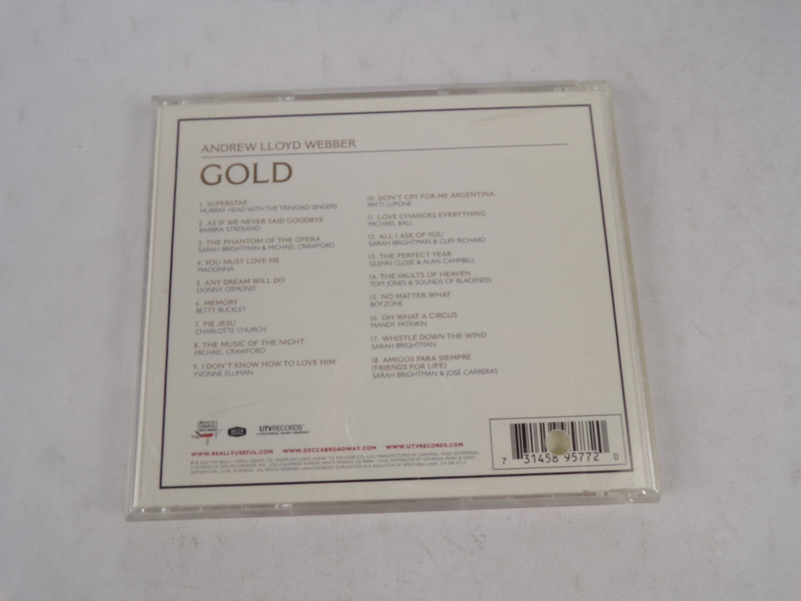 Andrew Lloyd Webber Superstar You Must Love Me Modonna Pie Jesu CD#55