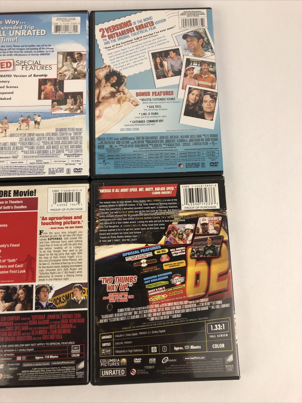 Awesome DVD LOT 6 Movies Comedy Superbad Accepted Euro Trip Talladega Nights ++