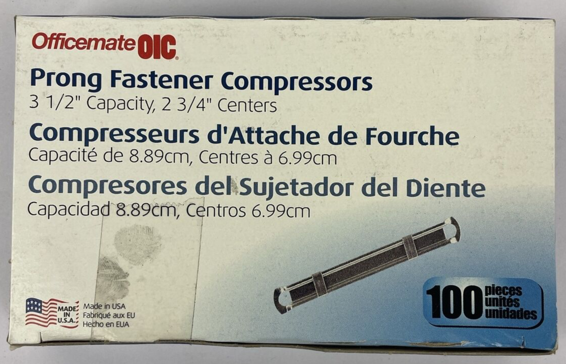 Officemate Prong Fastener Compressors Silver 100 / Box (99855) 525998 - USA Made
