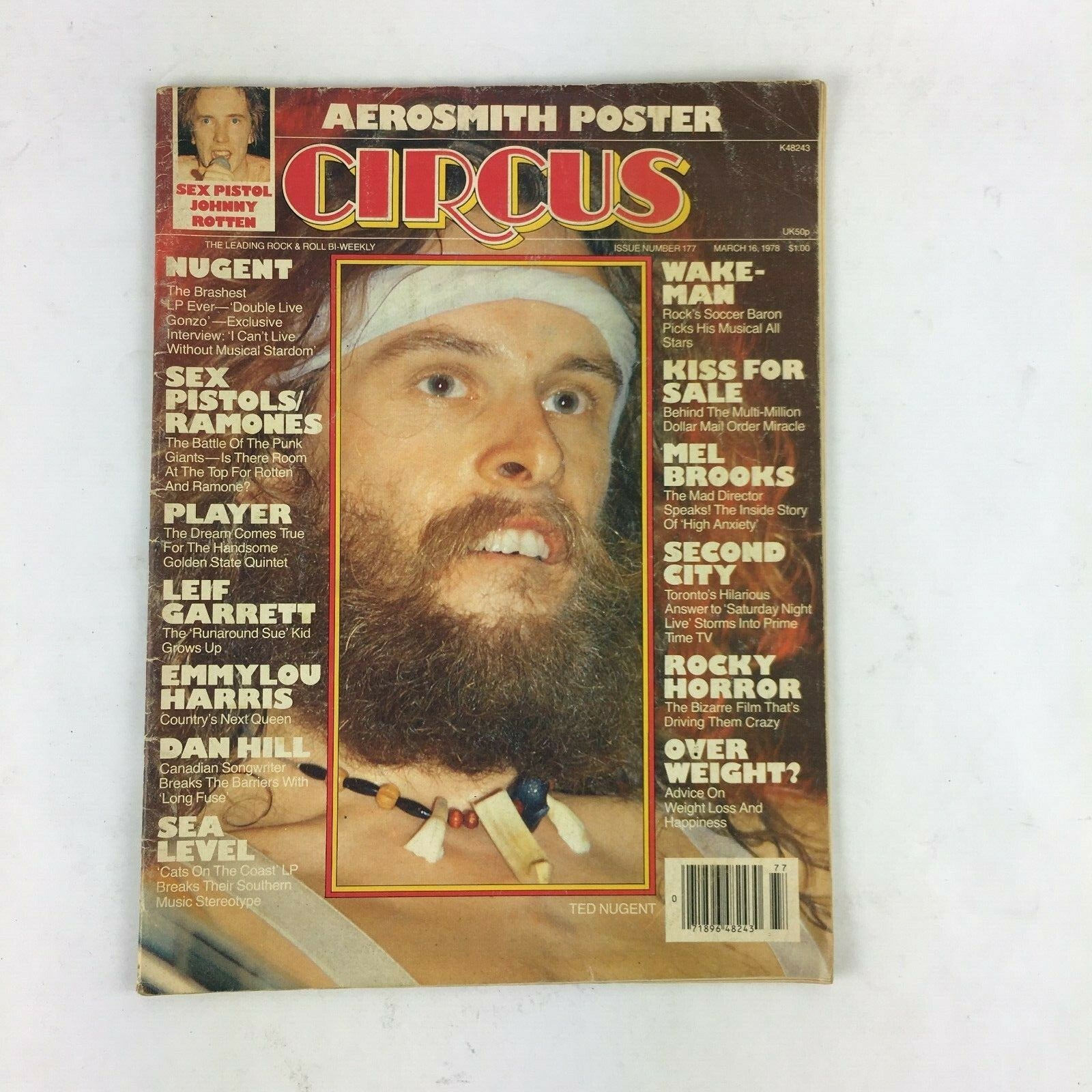 March 16,1978 Circus Magazine Wake-Man Nugent Kiss For Sale, Mel Brooks Dan Hill