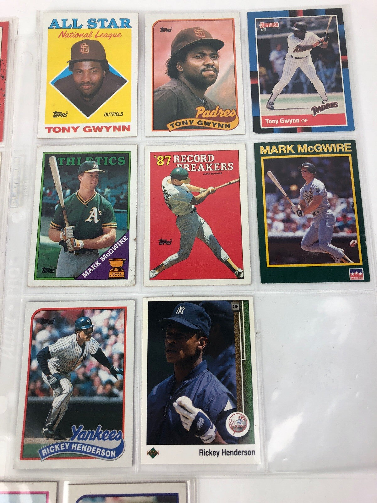 22 CARD LOT VINTAGE BASEBALL STARS GWYNN JORDAN RIPKEN RYAN BOGGS McGUIRE FS