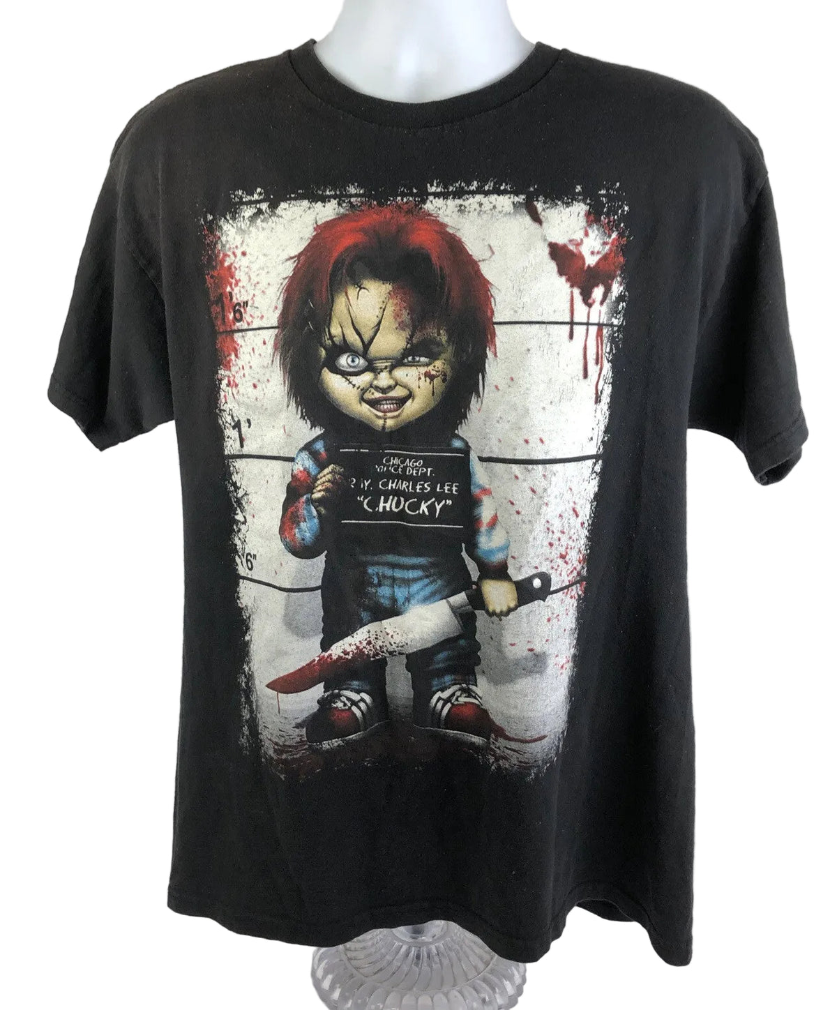Chucky Child's Play police lineup black T-shirt size Large