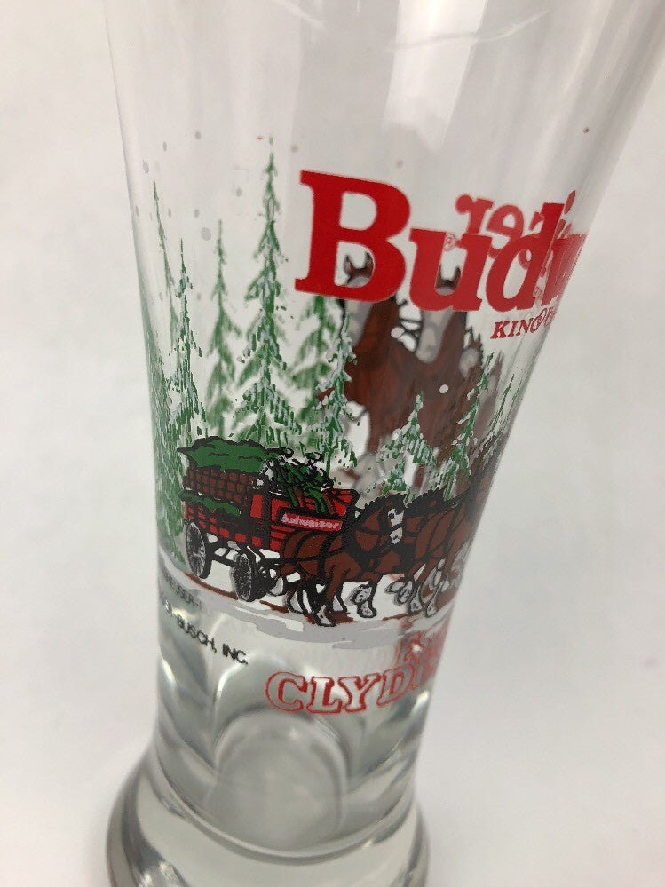 Libbey Budweiser Clydesdales Pilsner Beer Glass 7 1/4" tall Minty clean -FSTSHP