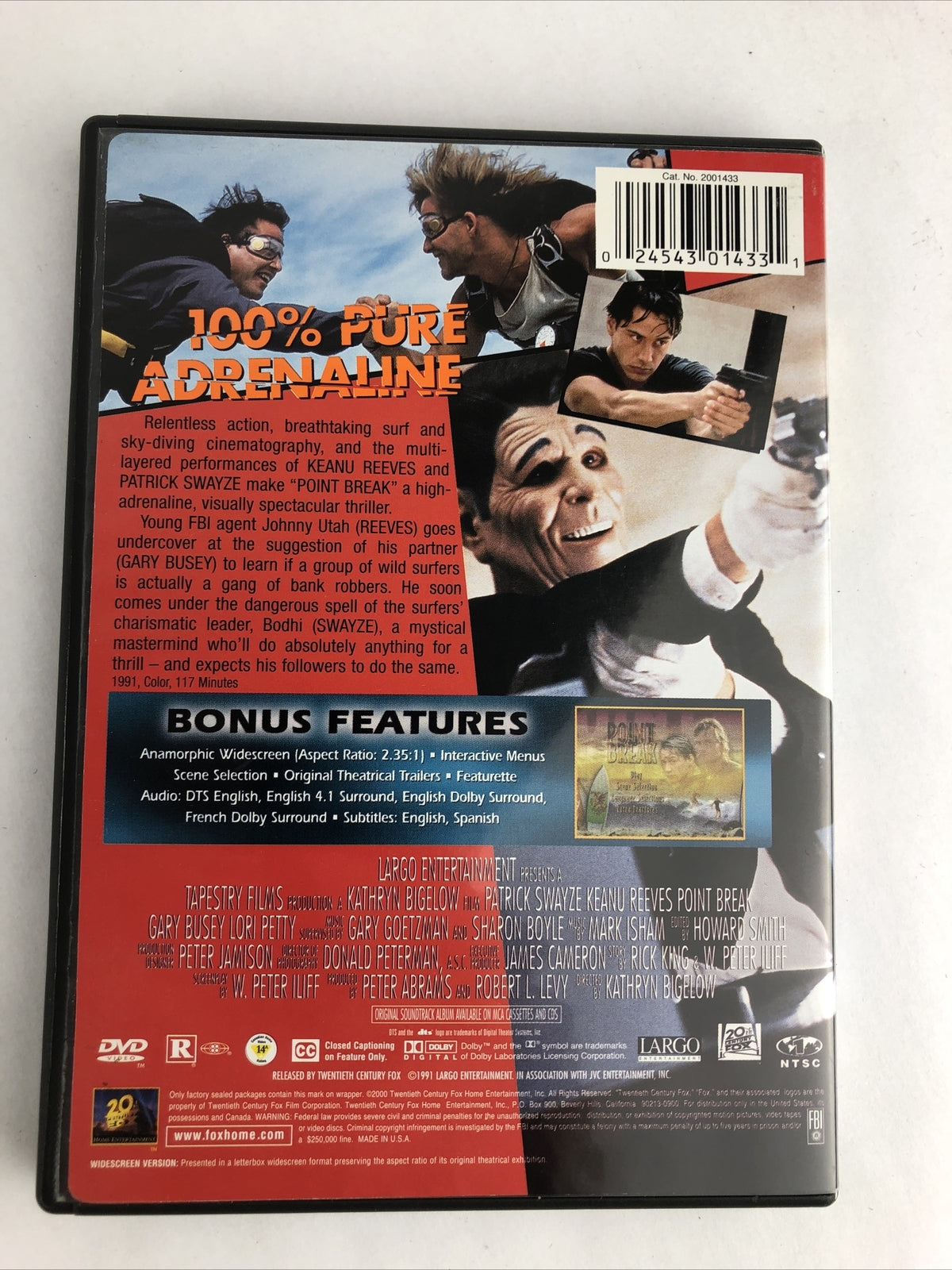The Original Point Break (DVD, 2001) Patrick Swayze Keanu Reeves -Free Shipping